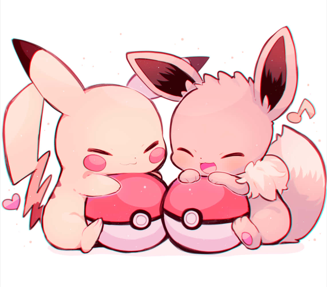 Two Pokemon Characters Hugging Each Other Background