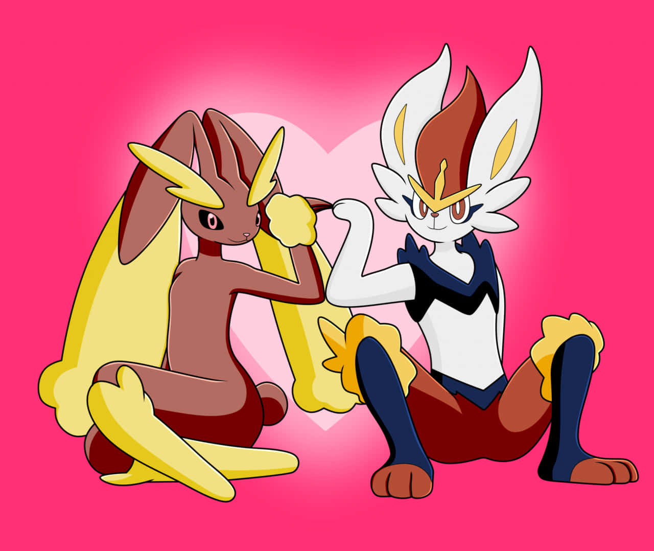 Two Pokemon Characters Sitting On A Pink Background Background