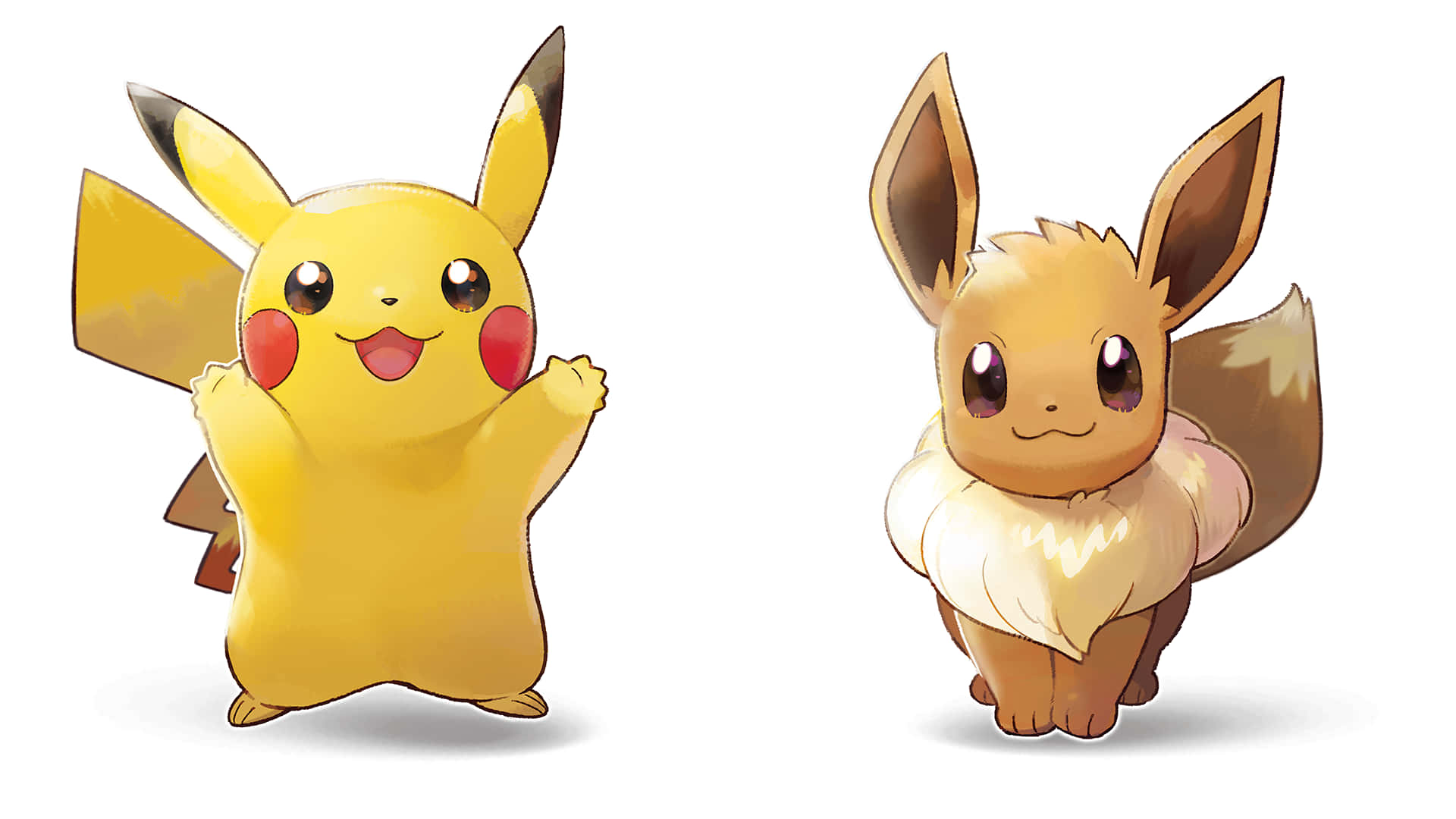 Two Pokemon Characters Standing Next To Each Other Background