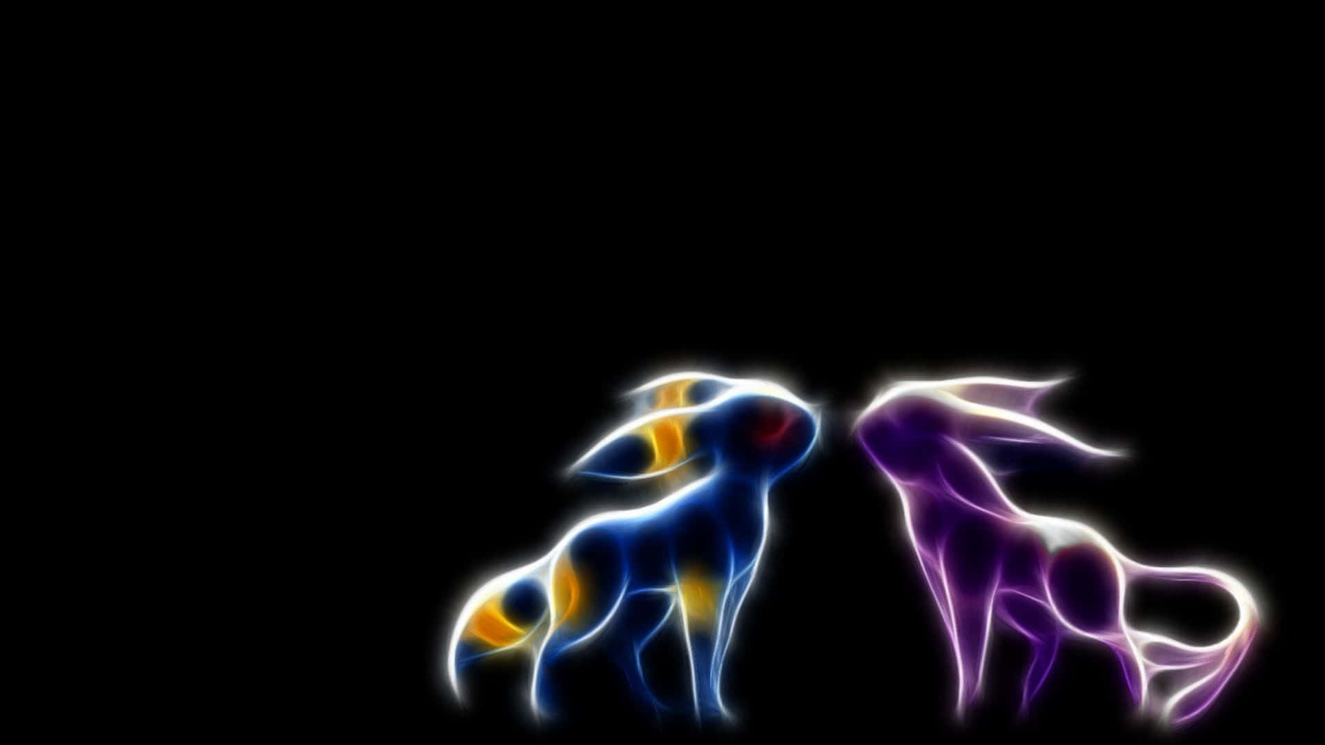 Two Pokemon Standing In Front Of A Dark Background Background