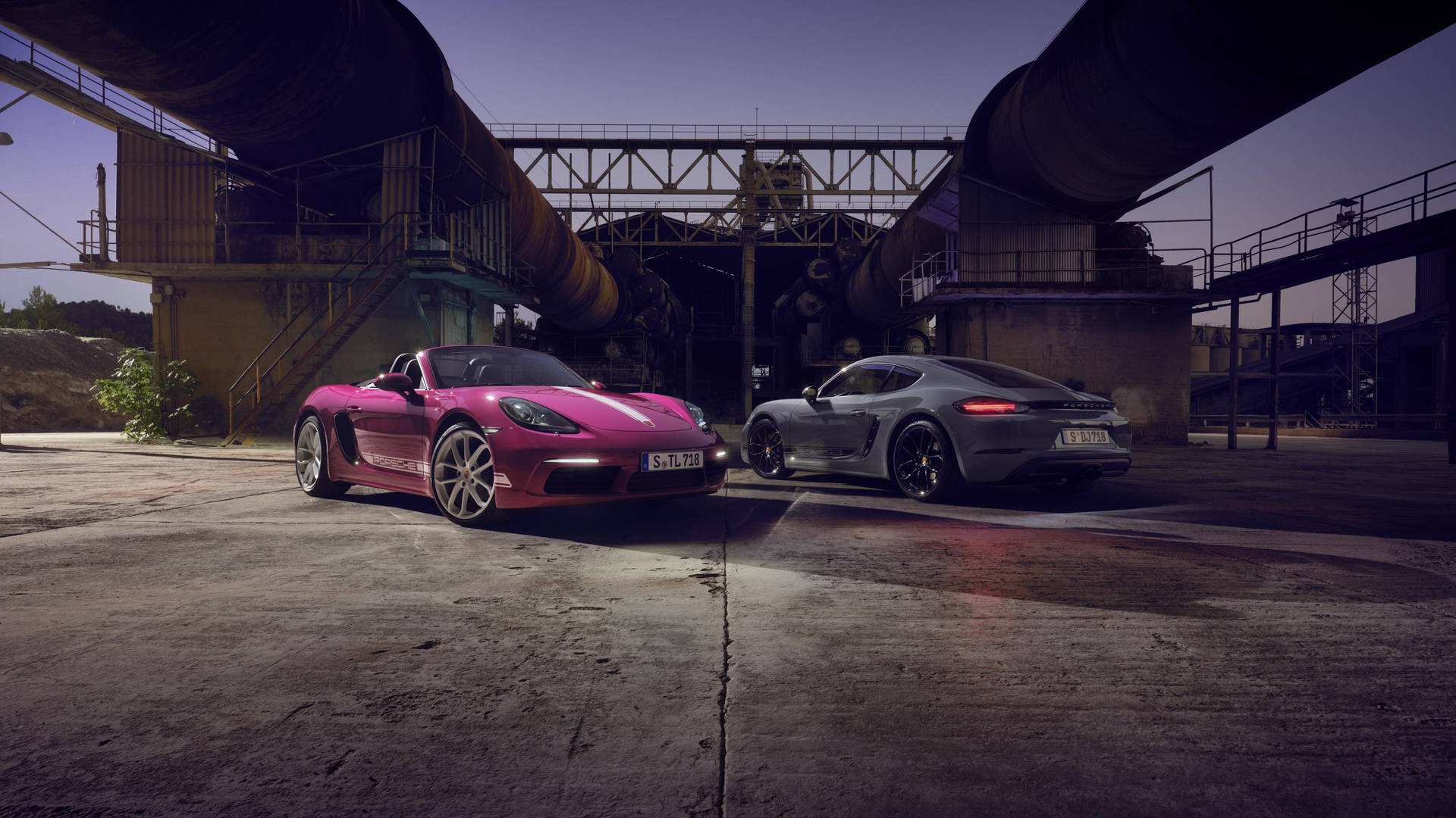 Two Porsches Parked As 5120x1440 Car Background