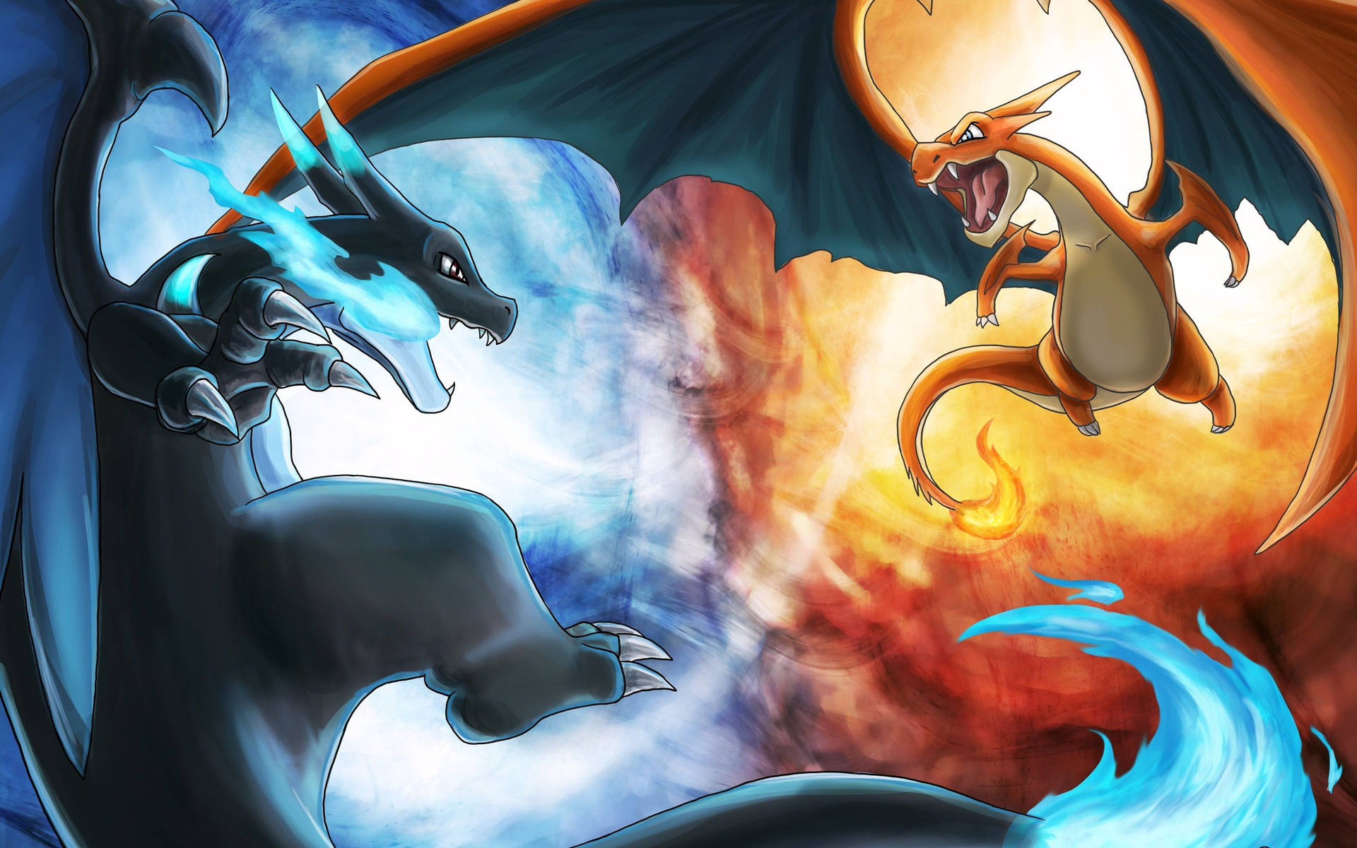 Two Powerful Charizards Clash In A Legendary Battle! Background