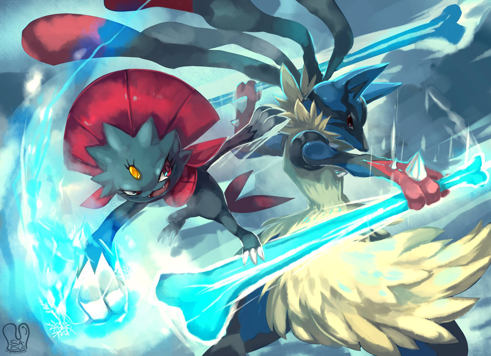 Two Powerful Pokemon Battle It Out In This Epic Clash. Background