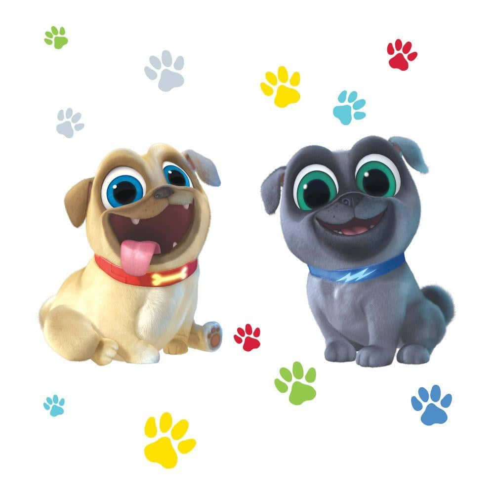 Two Pugs Puppy Dog Pals Background