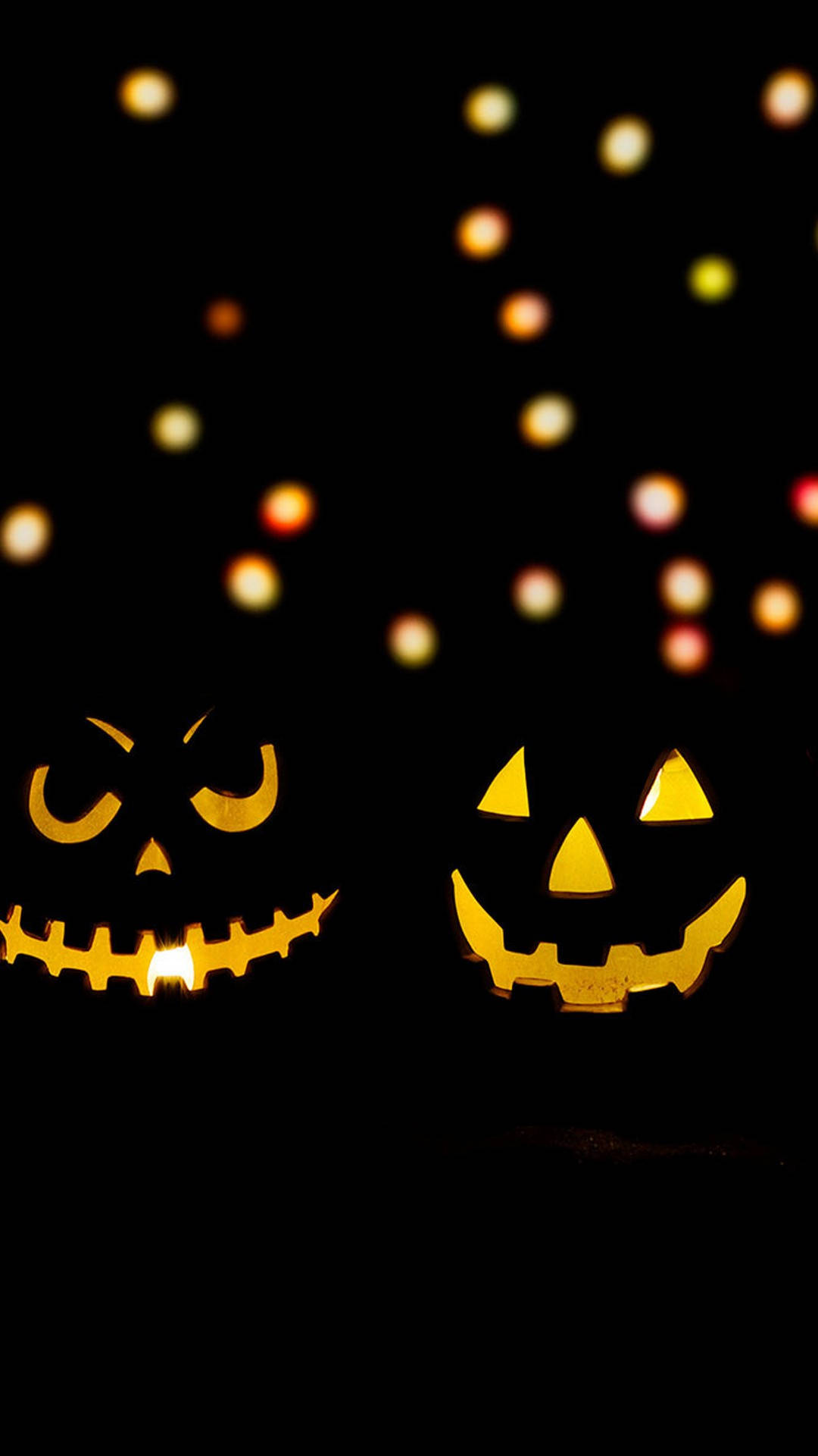 Two Pumpkins Halloween Phone Dark Background