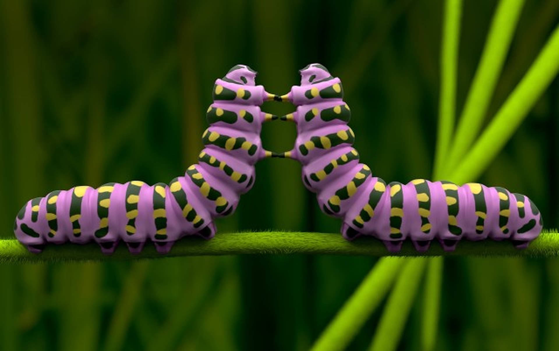 Two Purple Caterpillar Insects Background