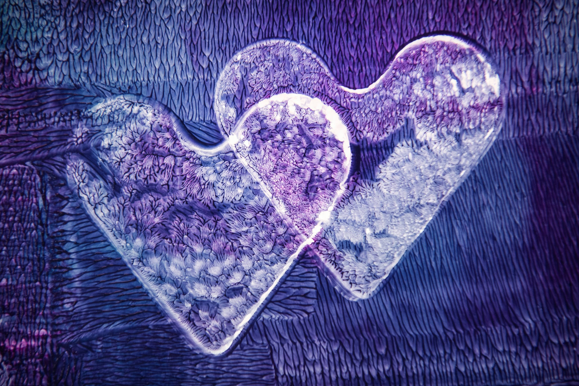 Two Purple White Hearts Desktop Wallpaper Background