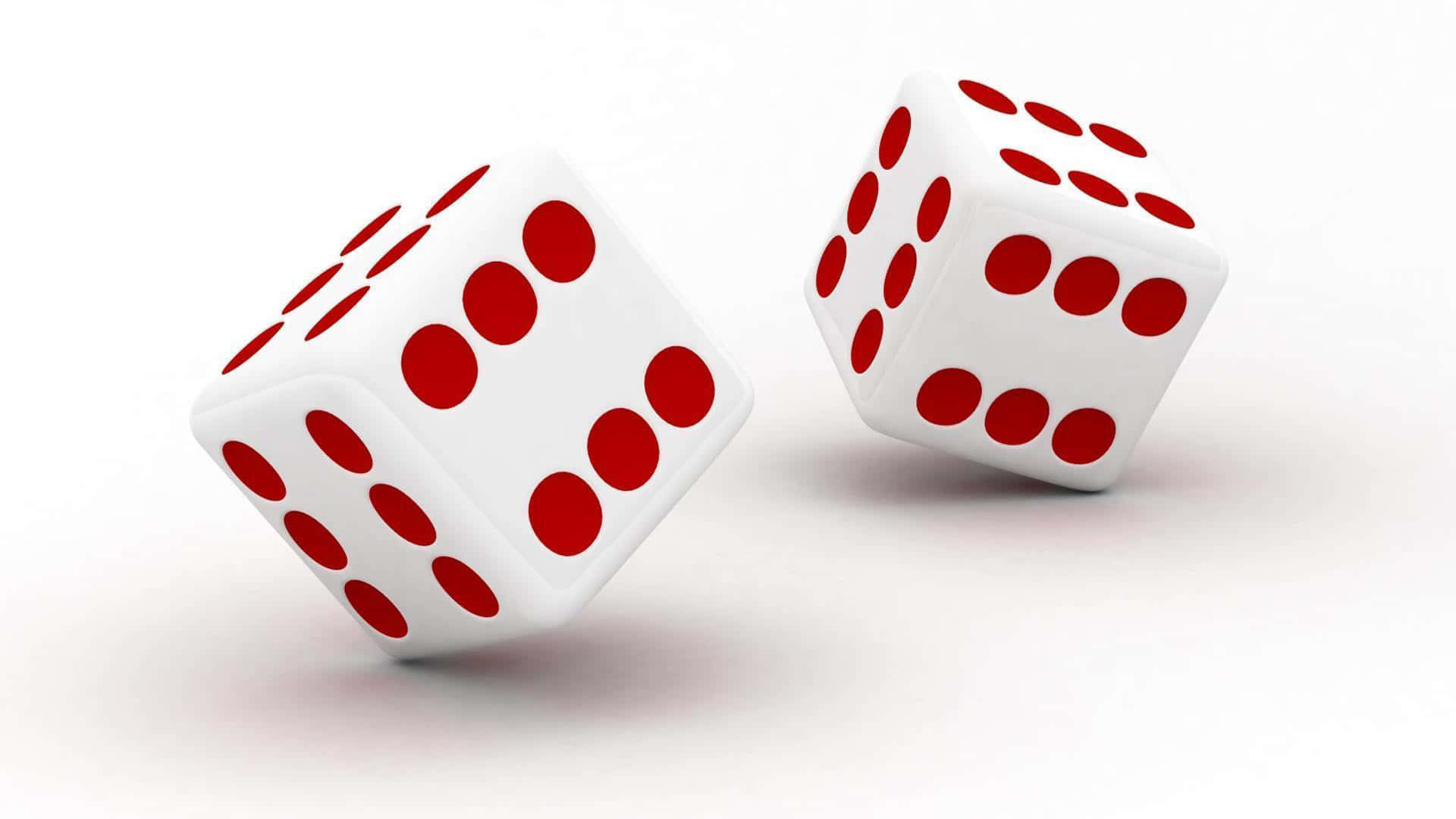 Two Red Dice Tossed White Background