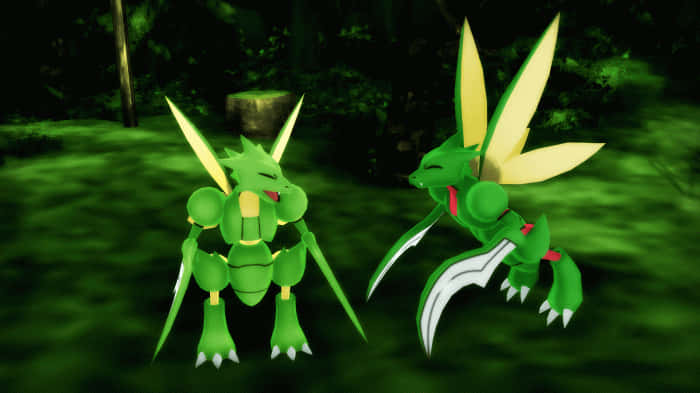 Two Scyther In Game Background