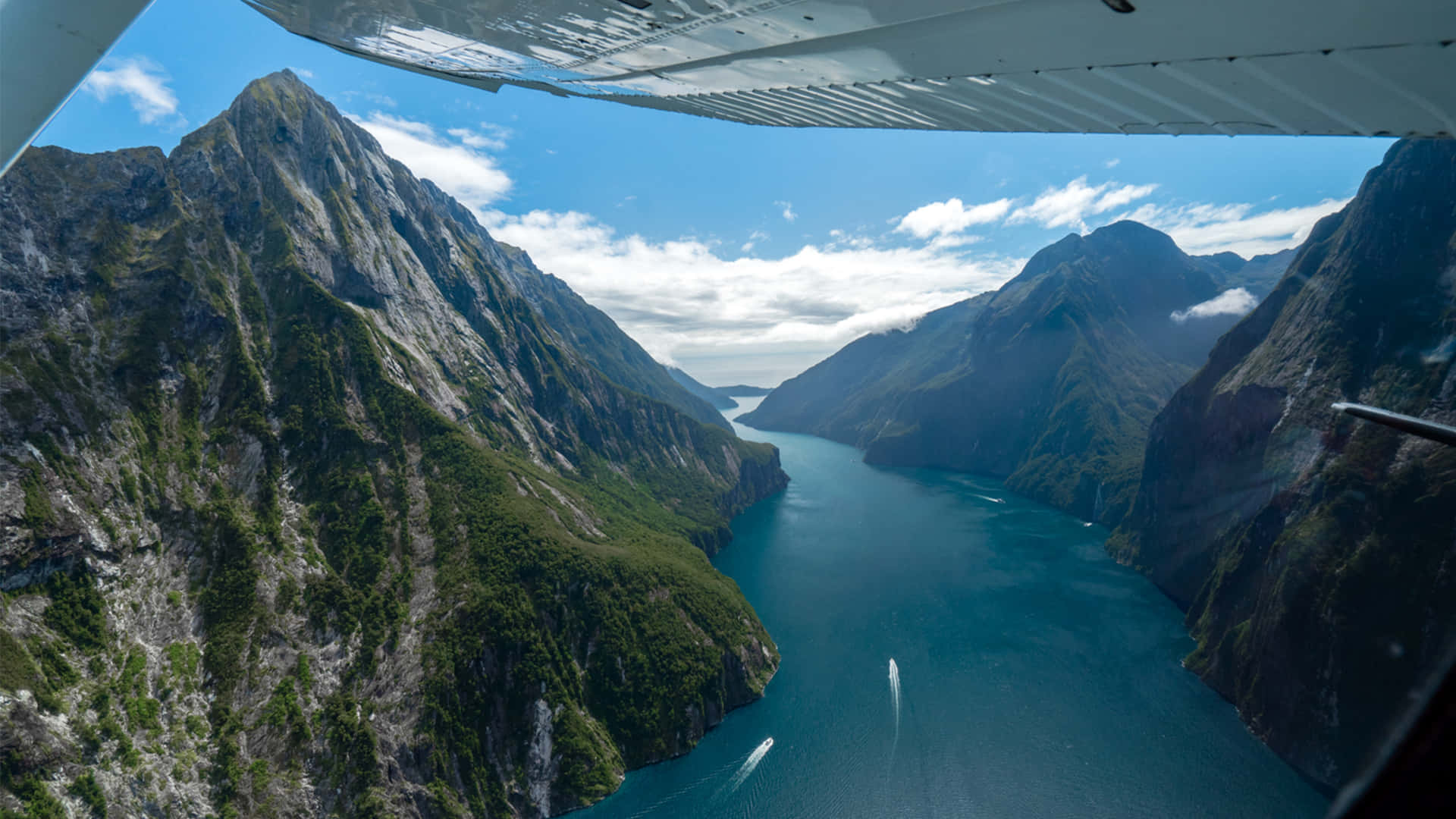 Two Ships Sailing Milford Sound Background