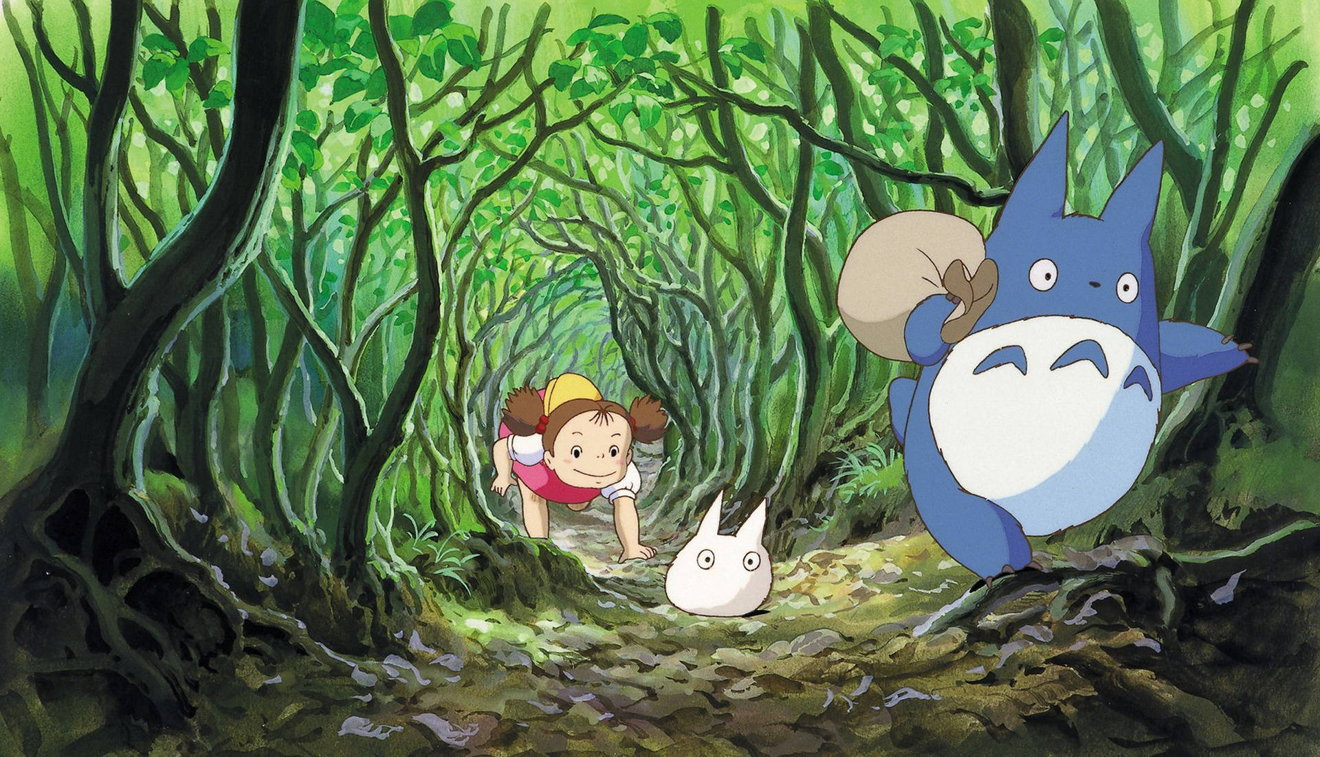 Two Siblings Explore A Magical Forest Background