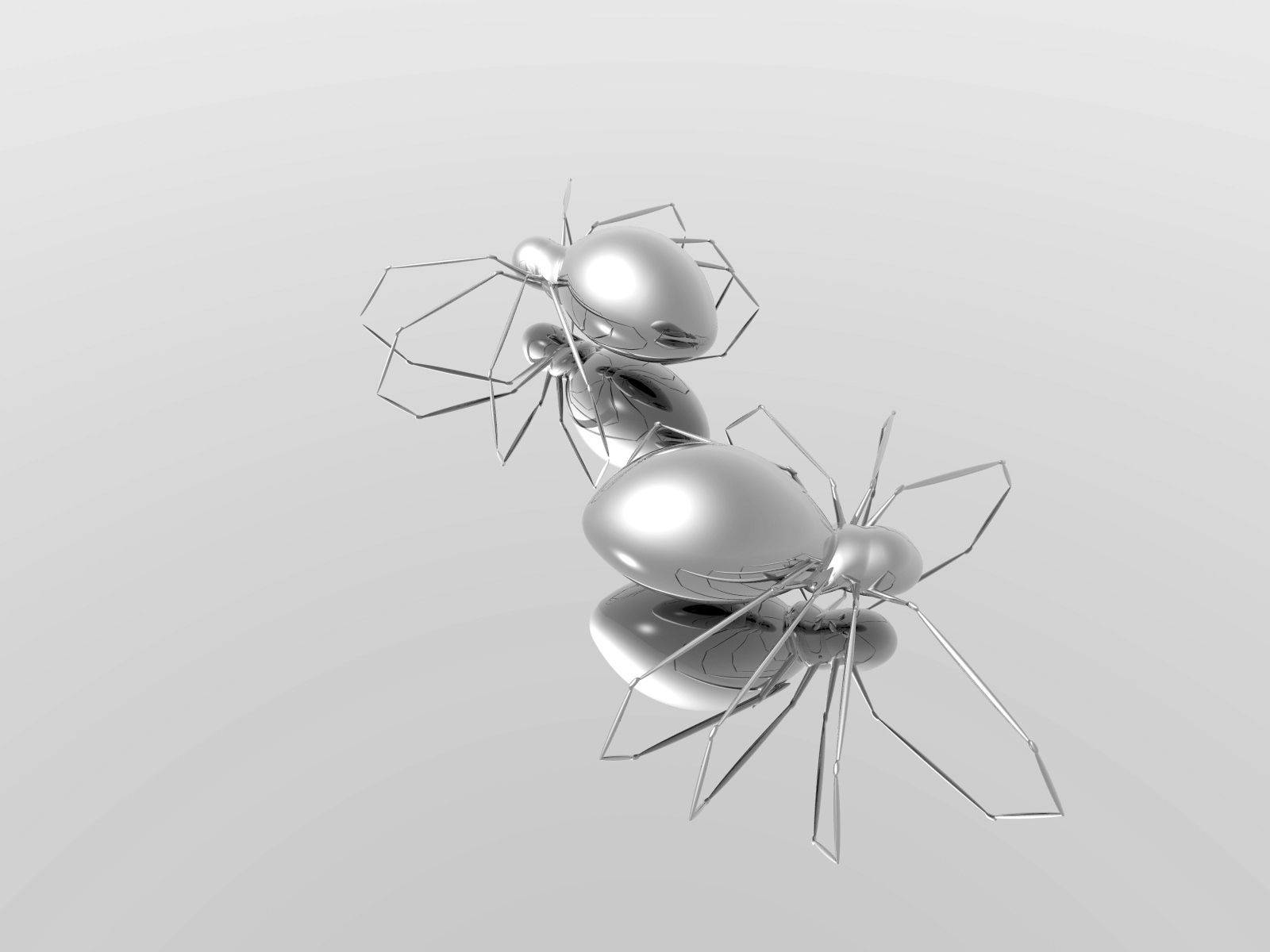 Two Silver Robot Spiders
