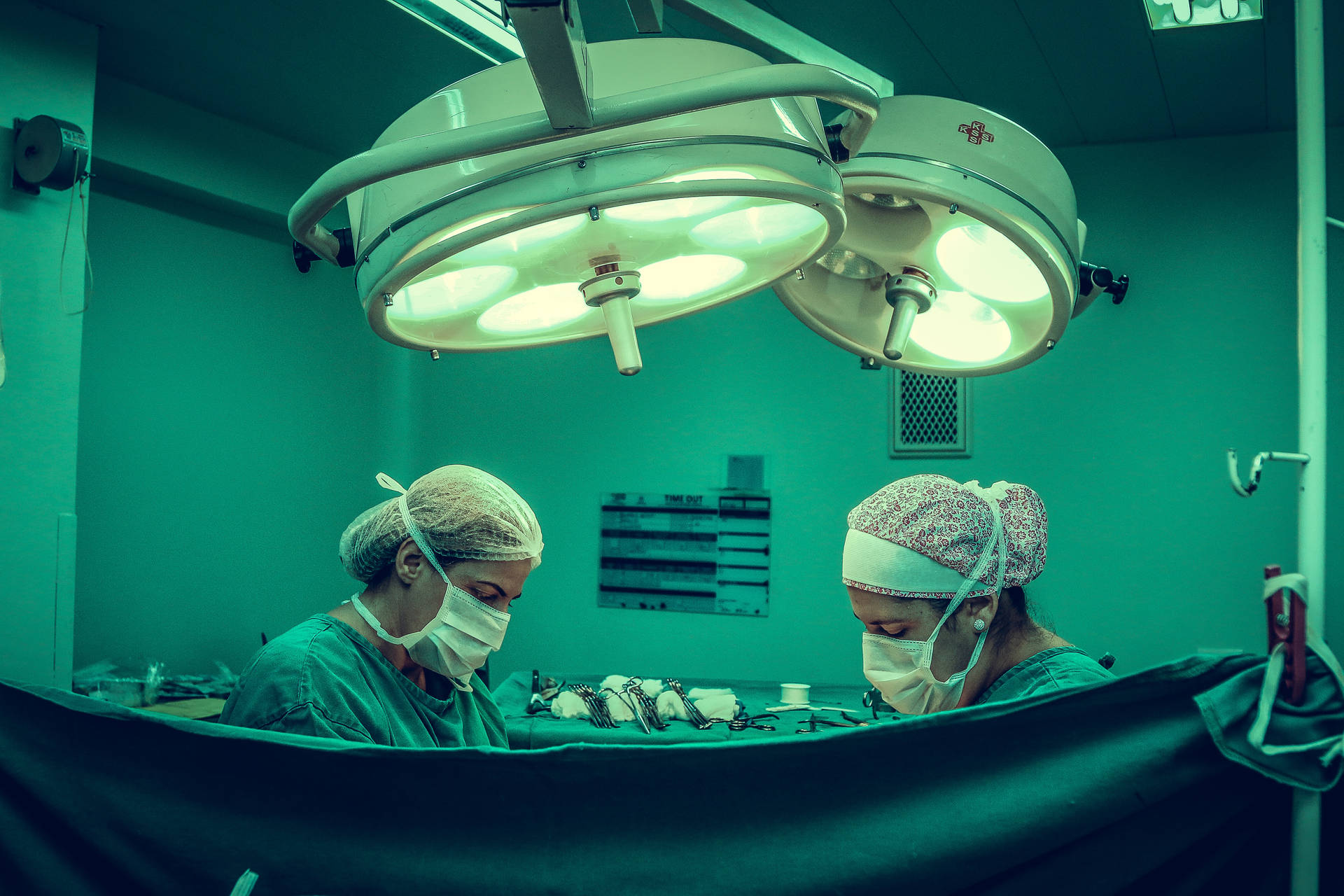 Two Surgeon Operating Icu Background