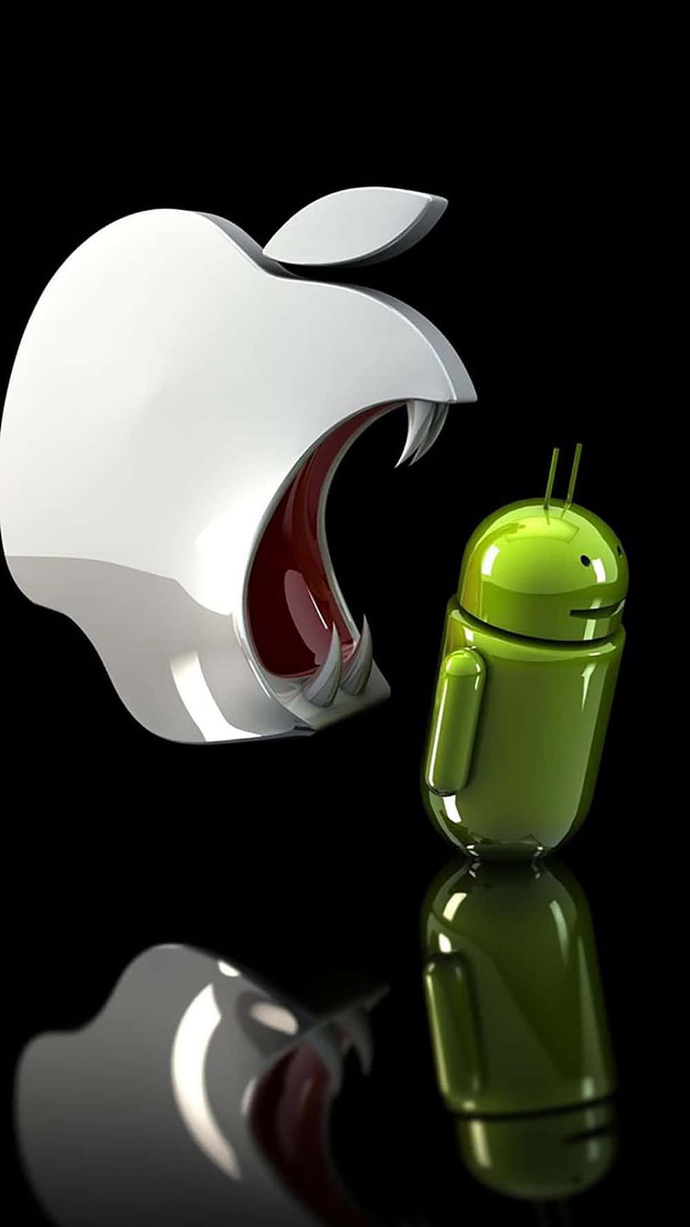 Two Tech Giants, Apple And Android, Side By Side Background