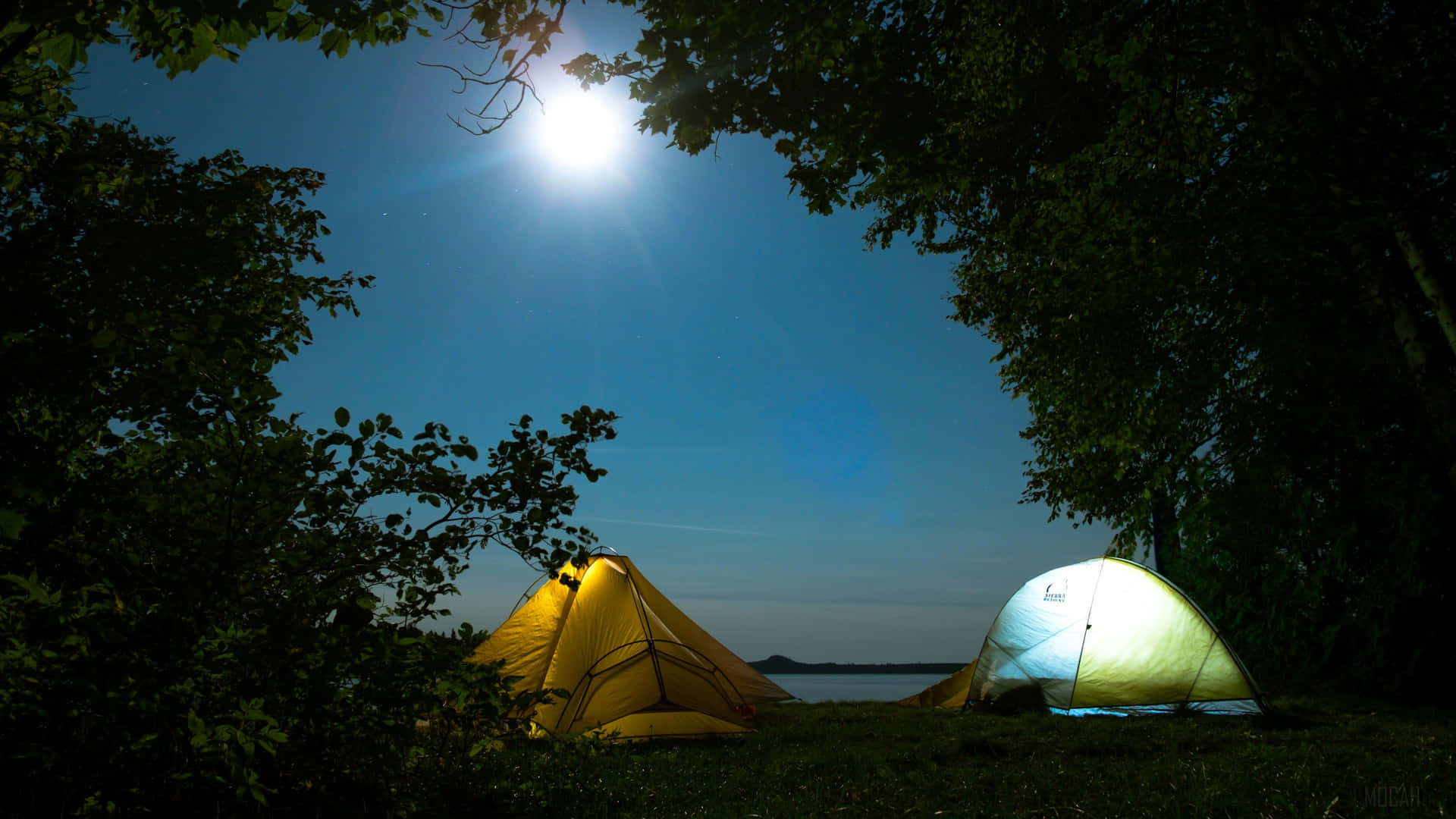 Two Tents Camping Desktop Background