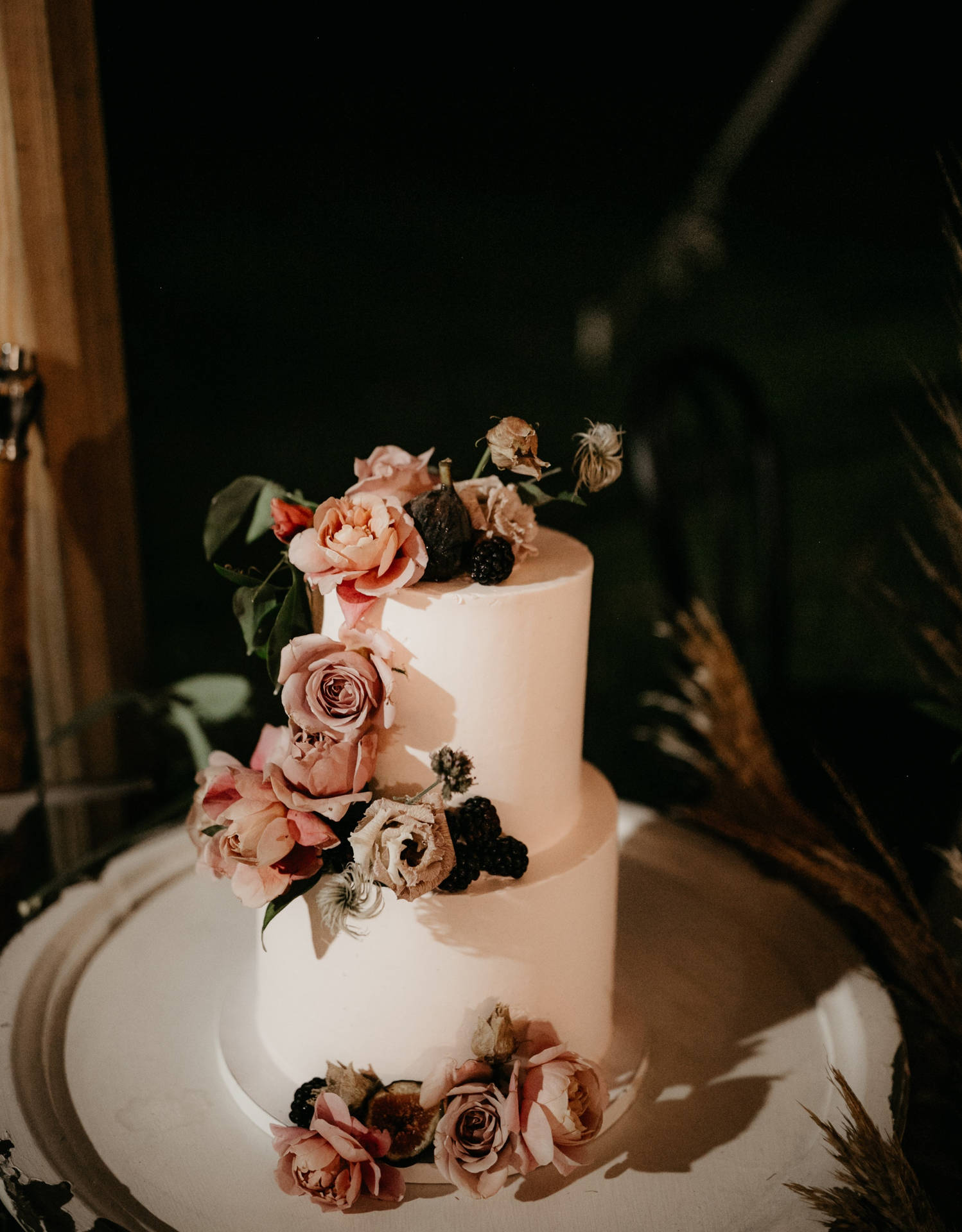 Two Tier Chiffon Petal Wedding Cake Background