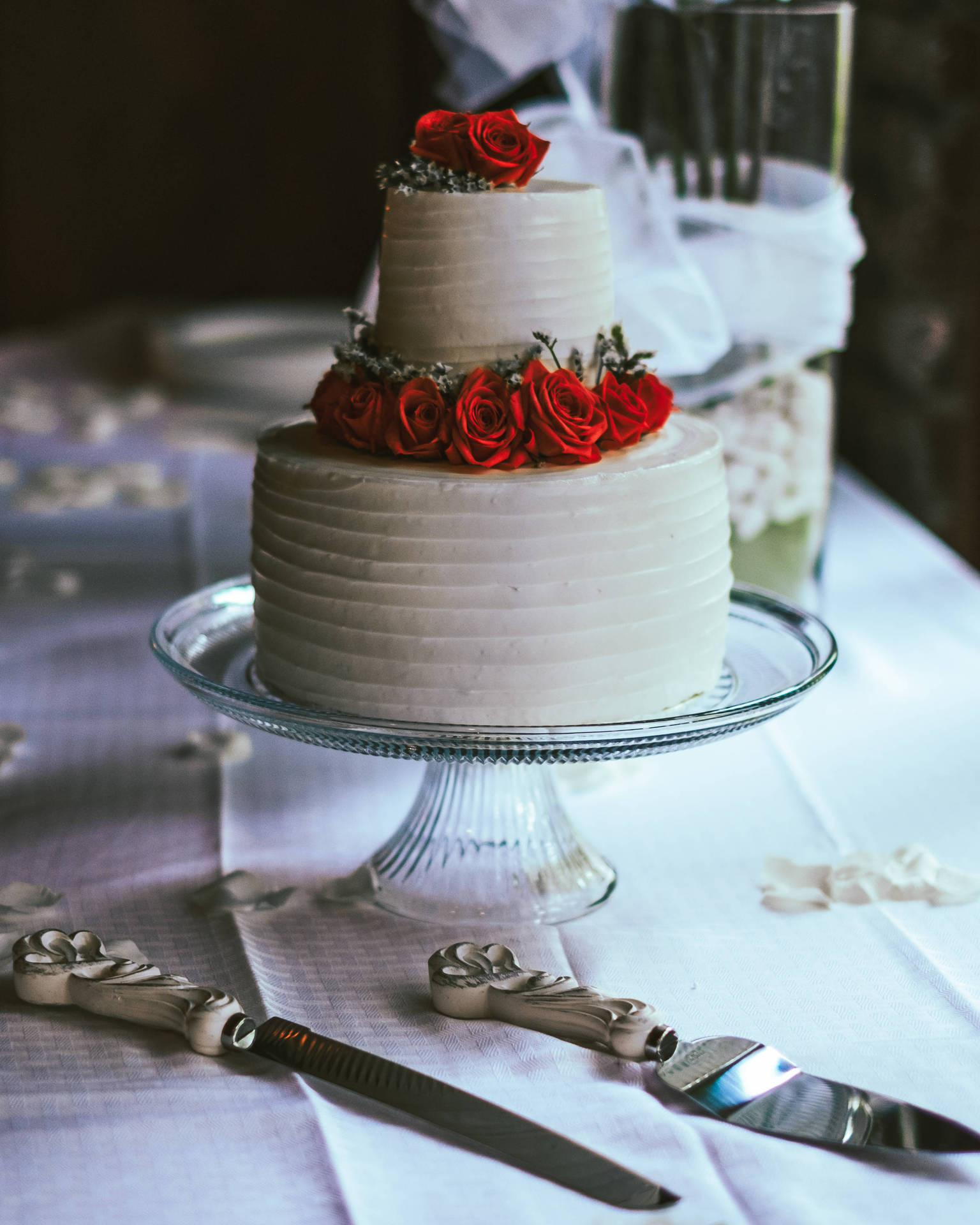 Two Tiered Small Wedding Cake Background