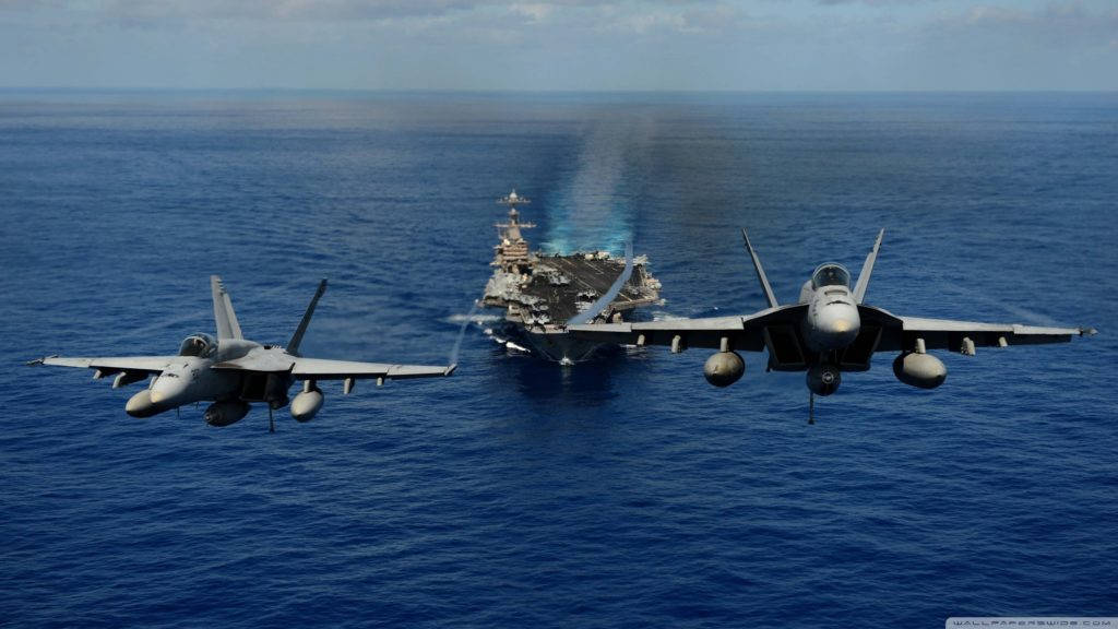 Two U S Navy Jets Taking Off Background