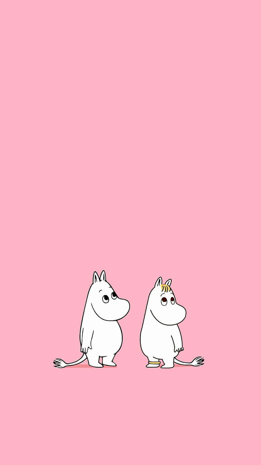 Two White And White Moomii On A Pink Background Background