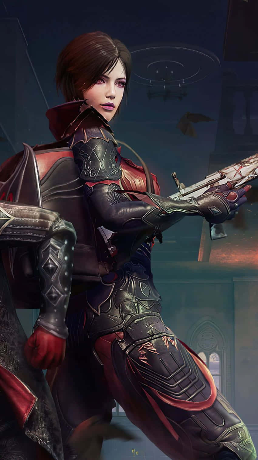 Two Women In Armor Holding Weapons