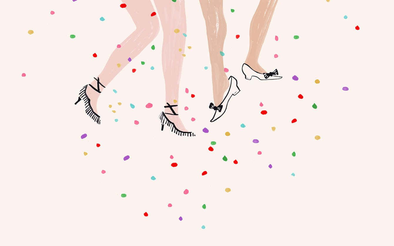 Two Women In High Heels Are Flying In The Air Background