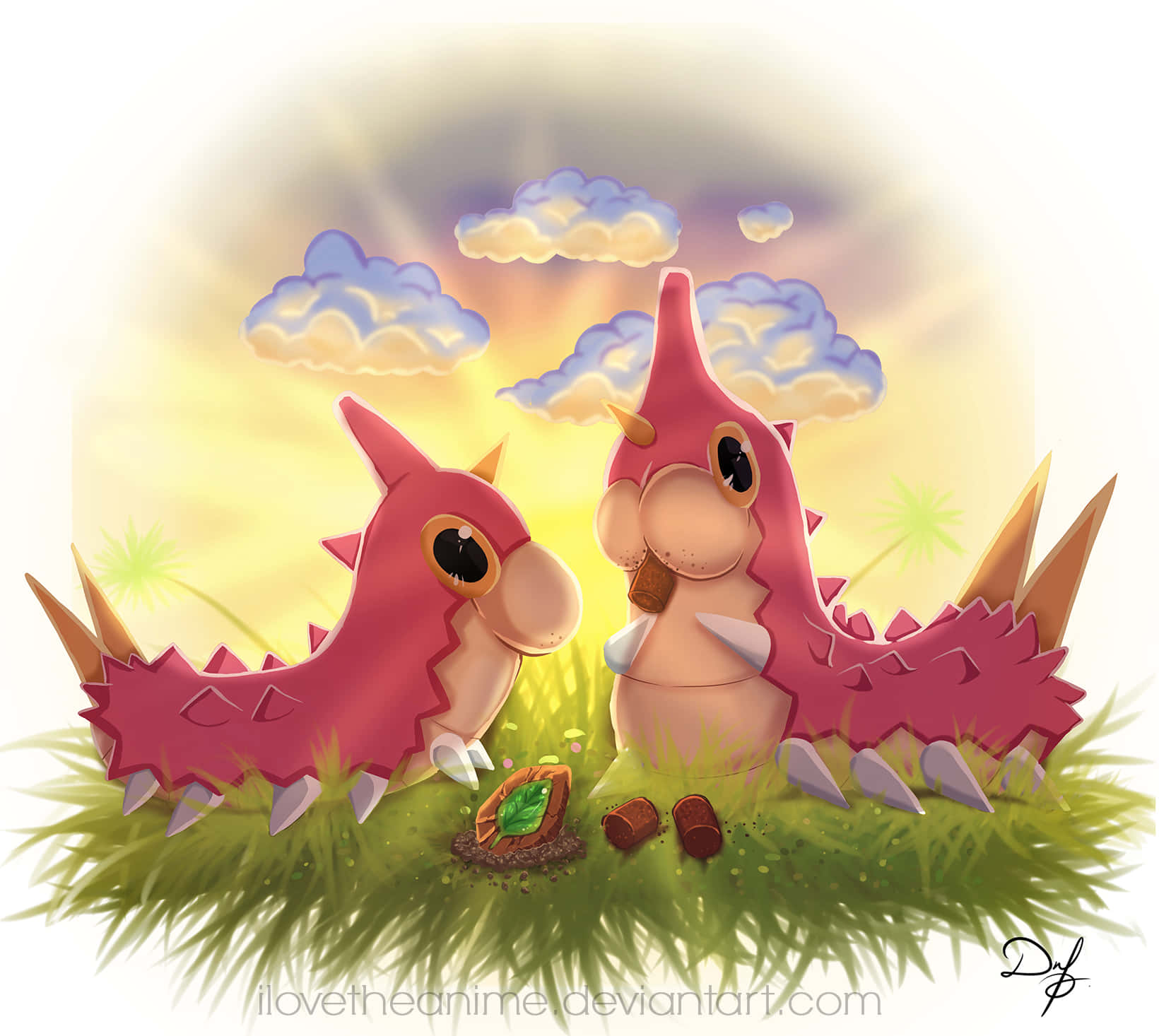 Two Wurmple Eating Pokémon Food
