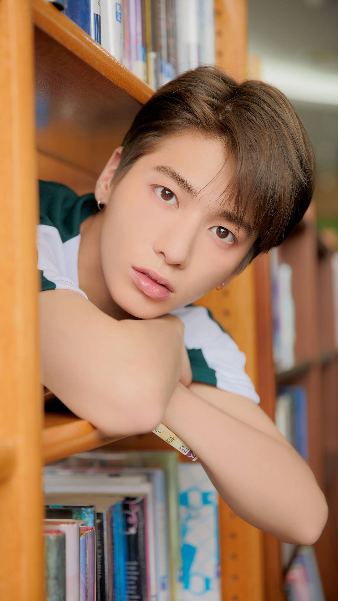 Txt Taehyun In A Library Background