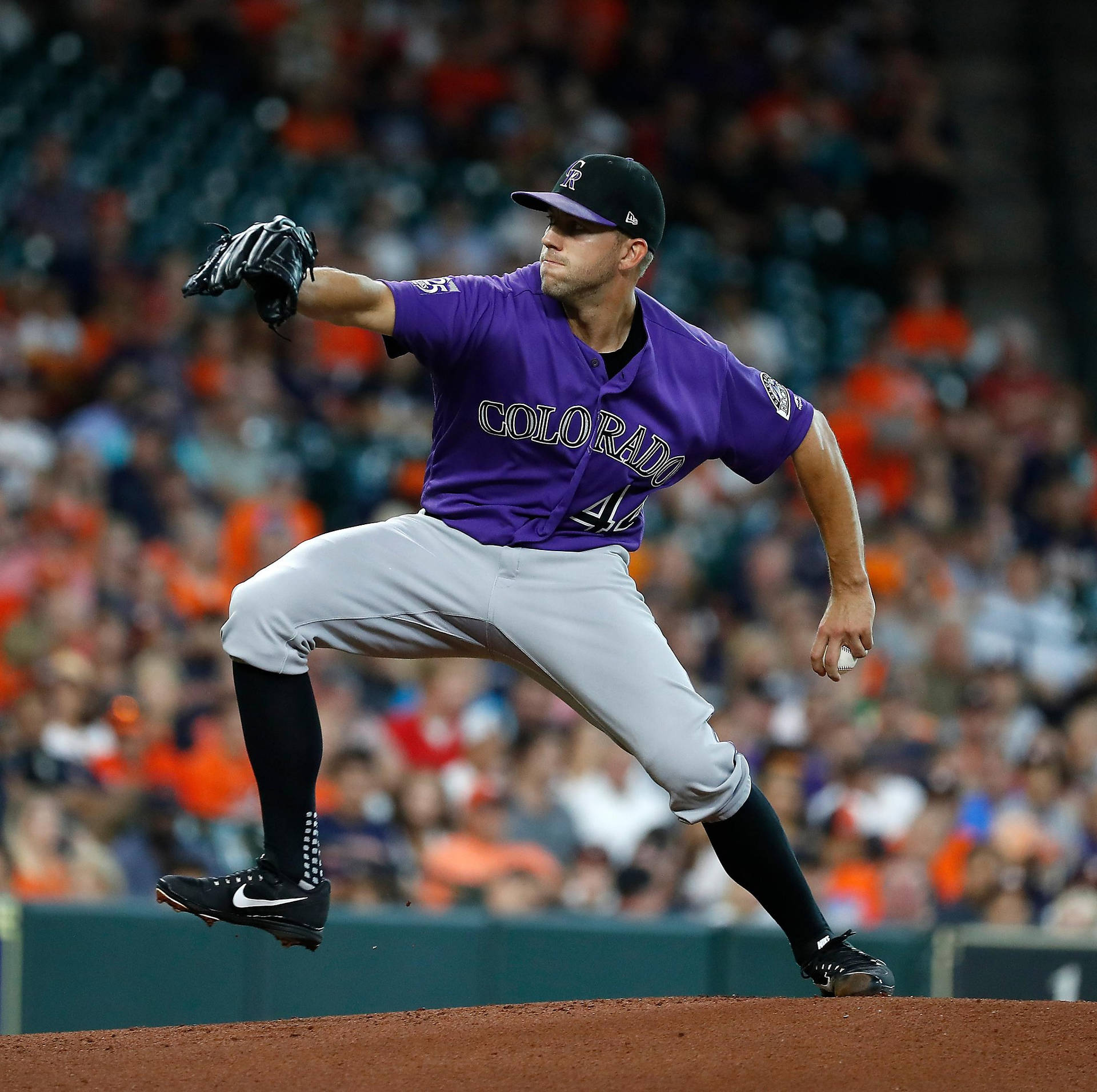 Tyler Anderson In Purple Rockies Jersey Background