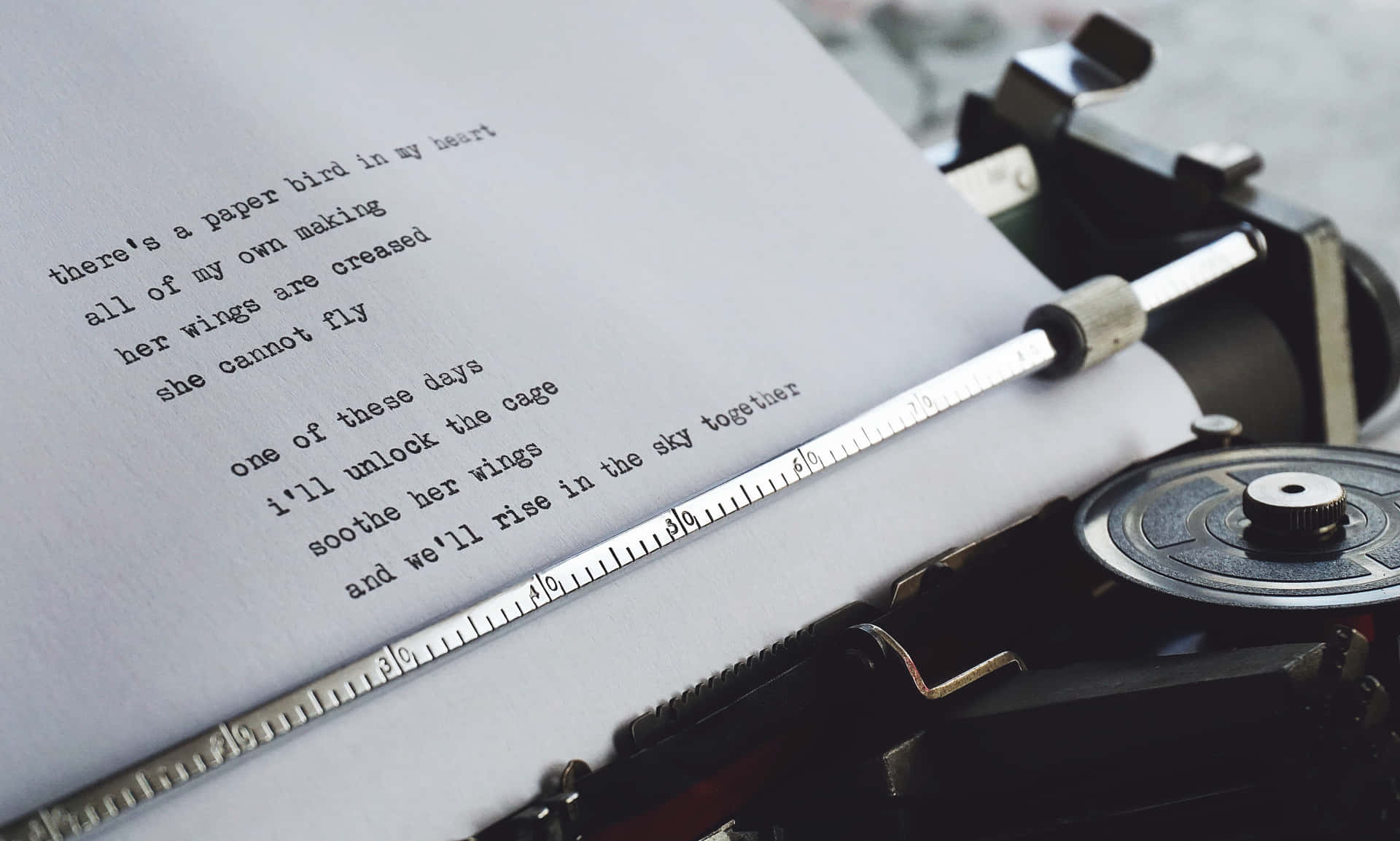 Typewriter With A Poem Background