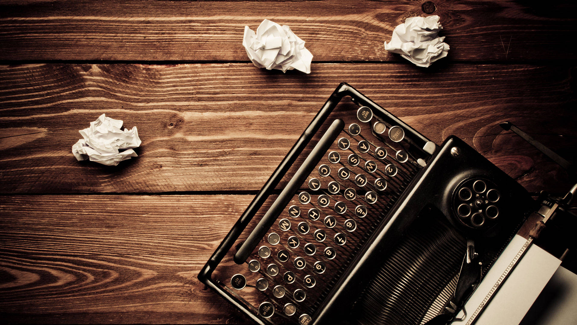 Typewriter With Crumpled Papers Content