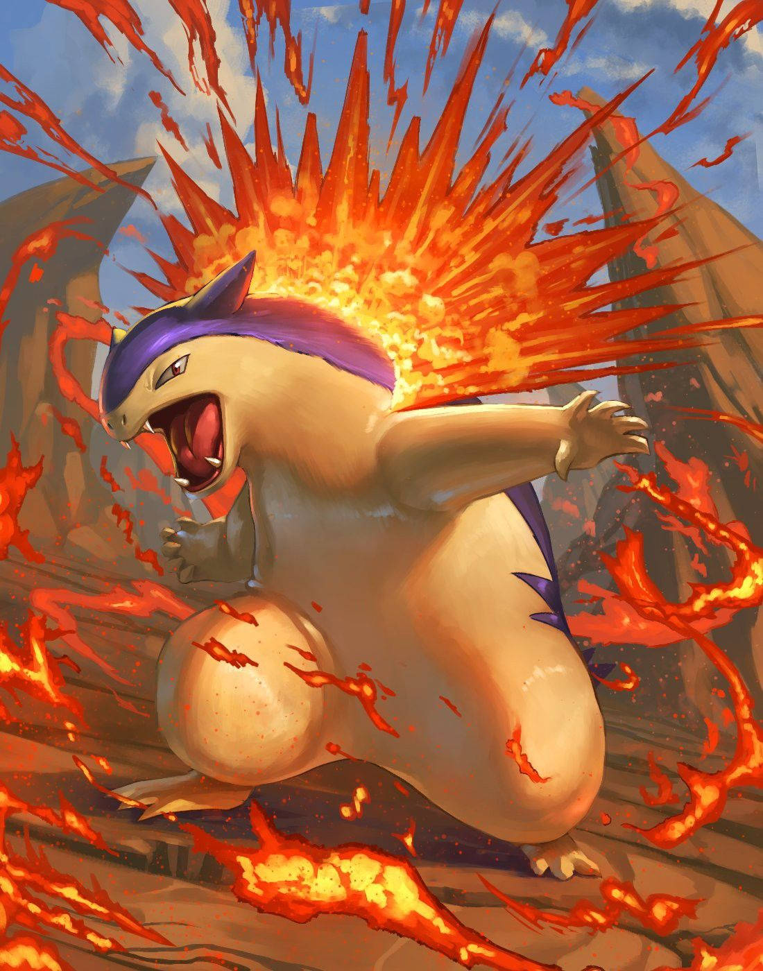 Typhlosion Flaring The Flames Background