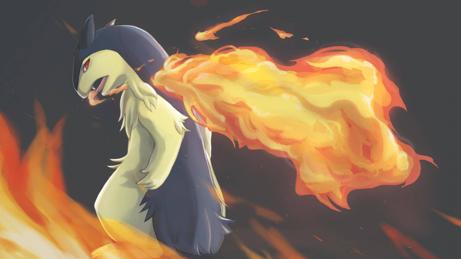 Typhlosion Unleashes Flamethrower Background