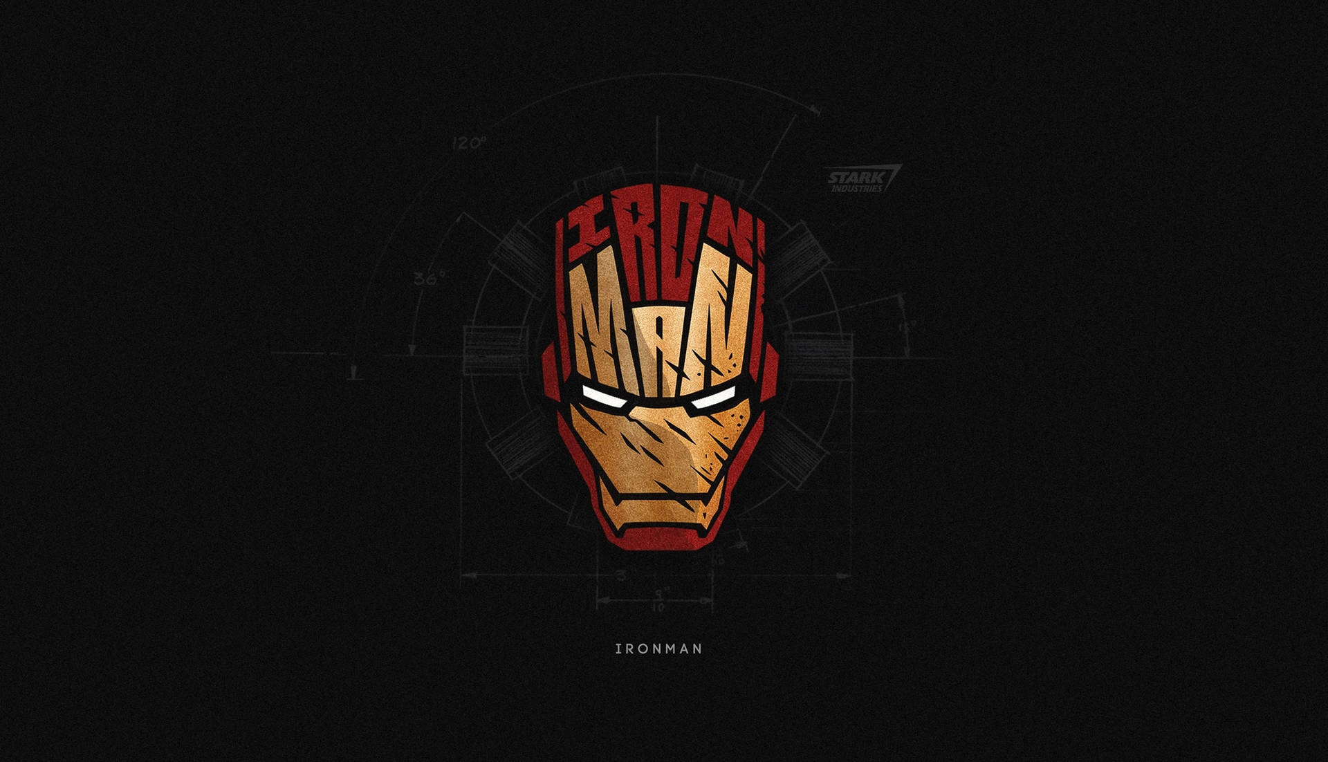 Typographic Logo Of Superhero Iron Man Background