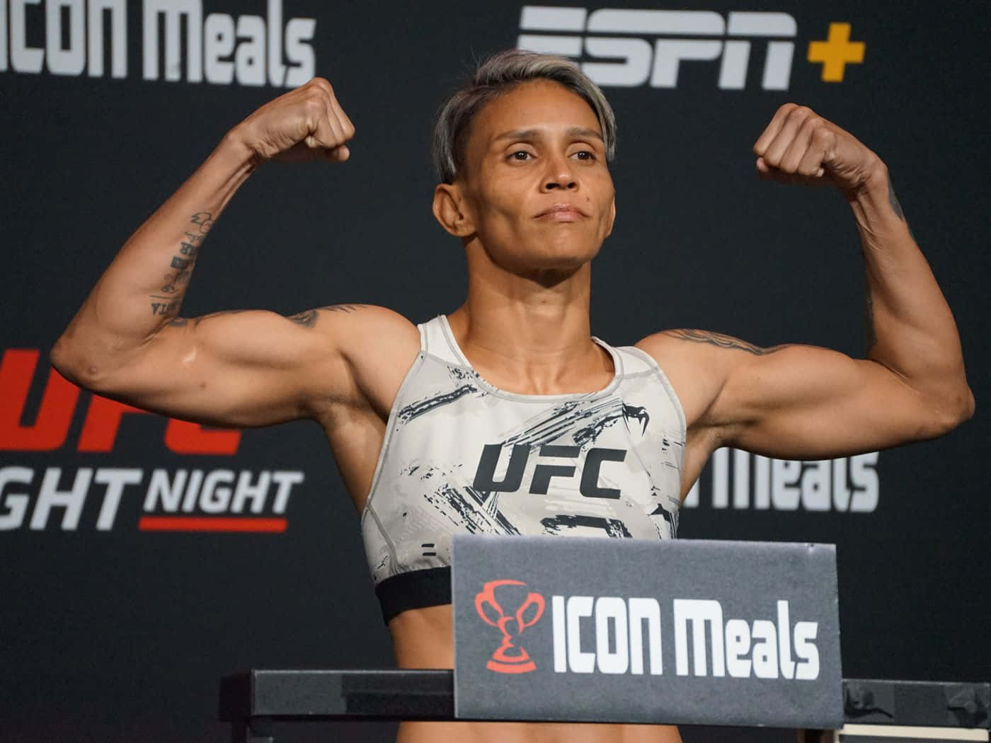 U F C Fighter Weigh In Pose Background