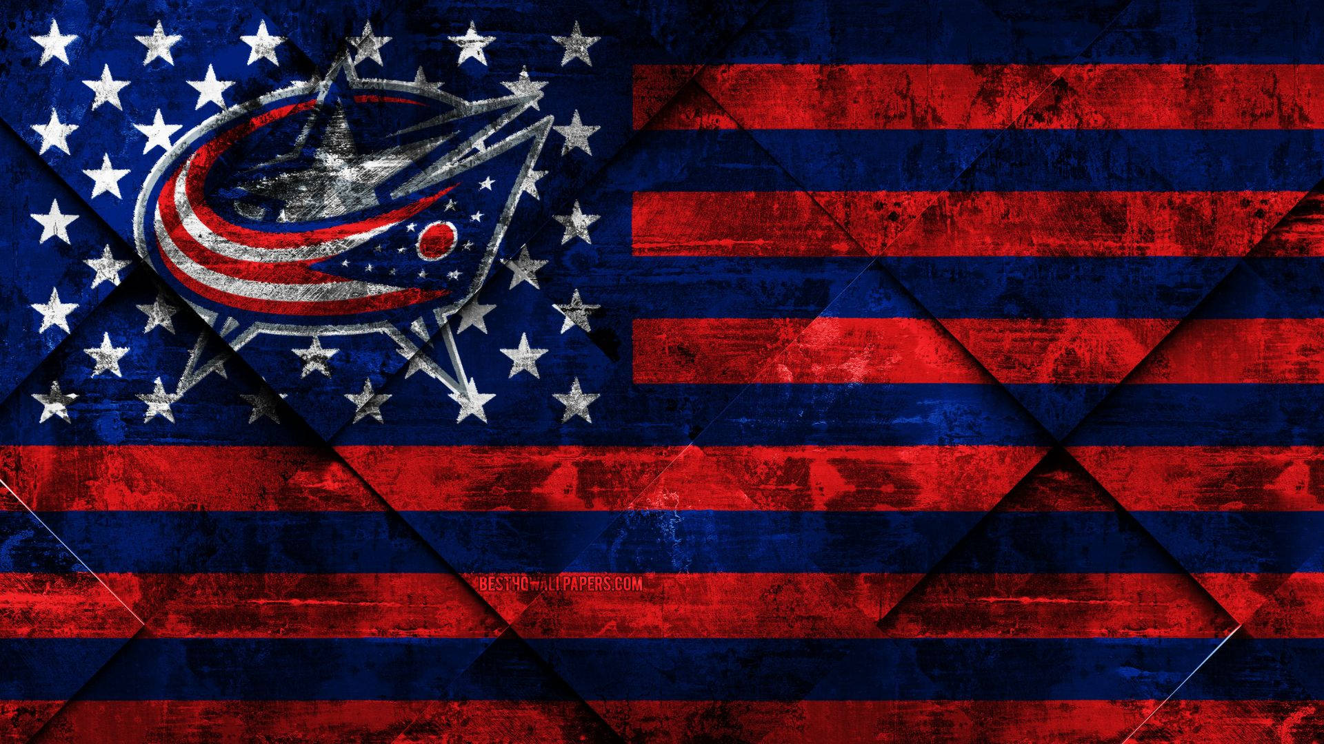U.s.a. Flag With Columbus Blue Jackets Background