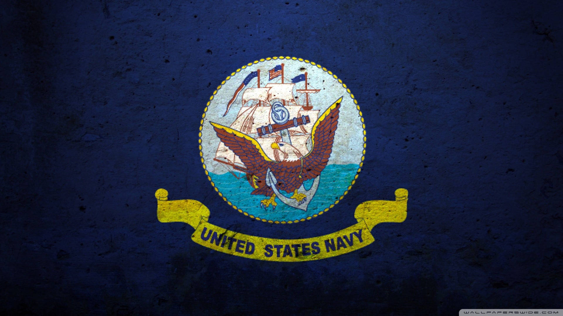 U S Navy Insignia On A Blue Background Background
