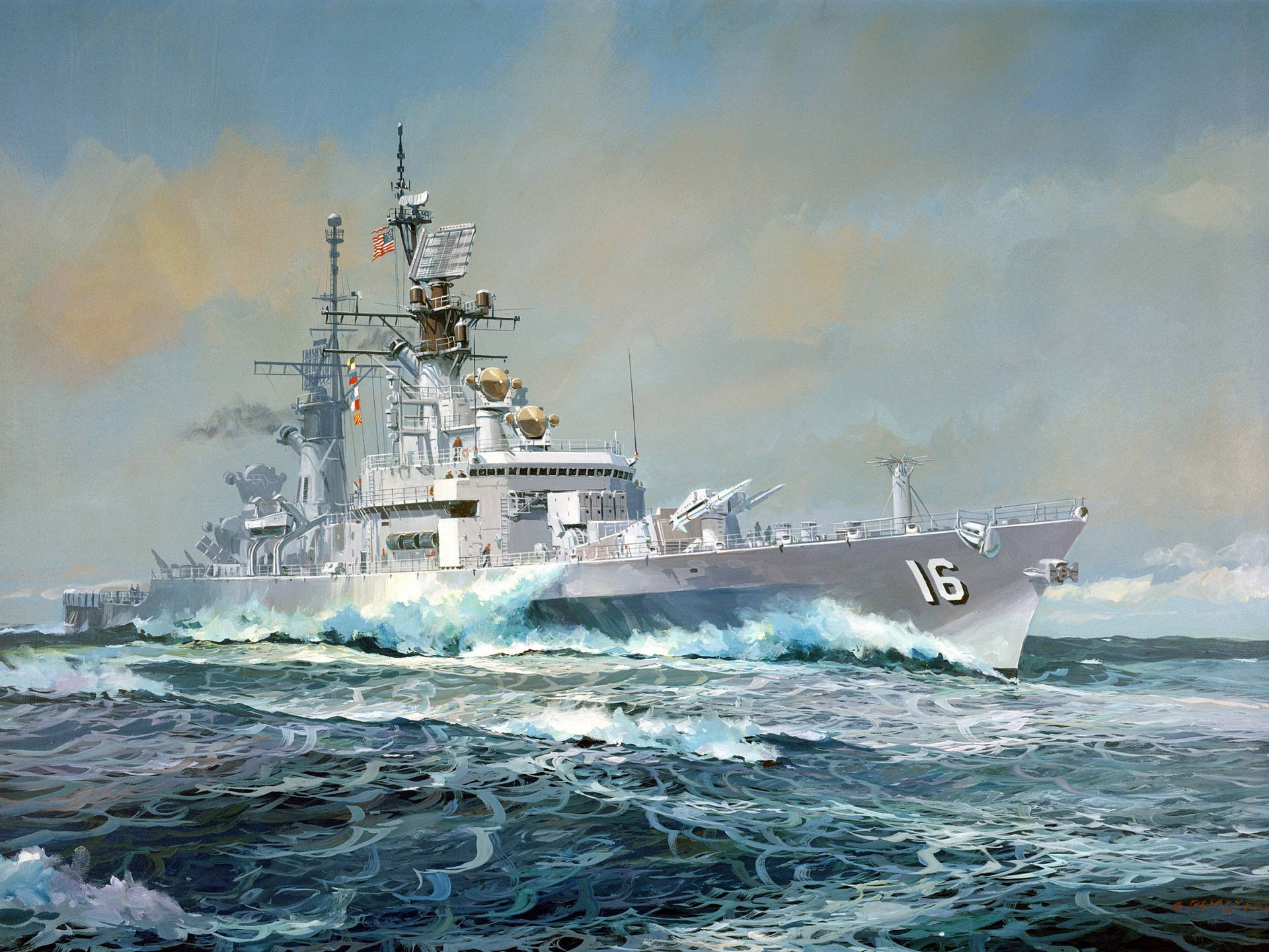 U S Navy Ship #16 Painting Background