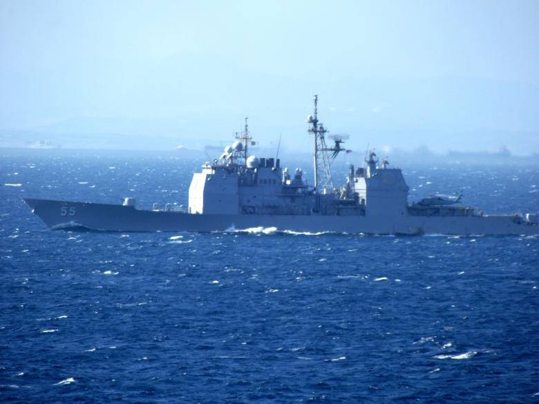 U S Navy Ship In Mediterranean Sea Background