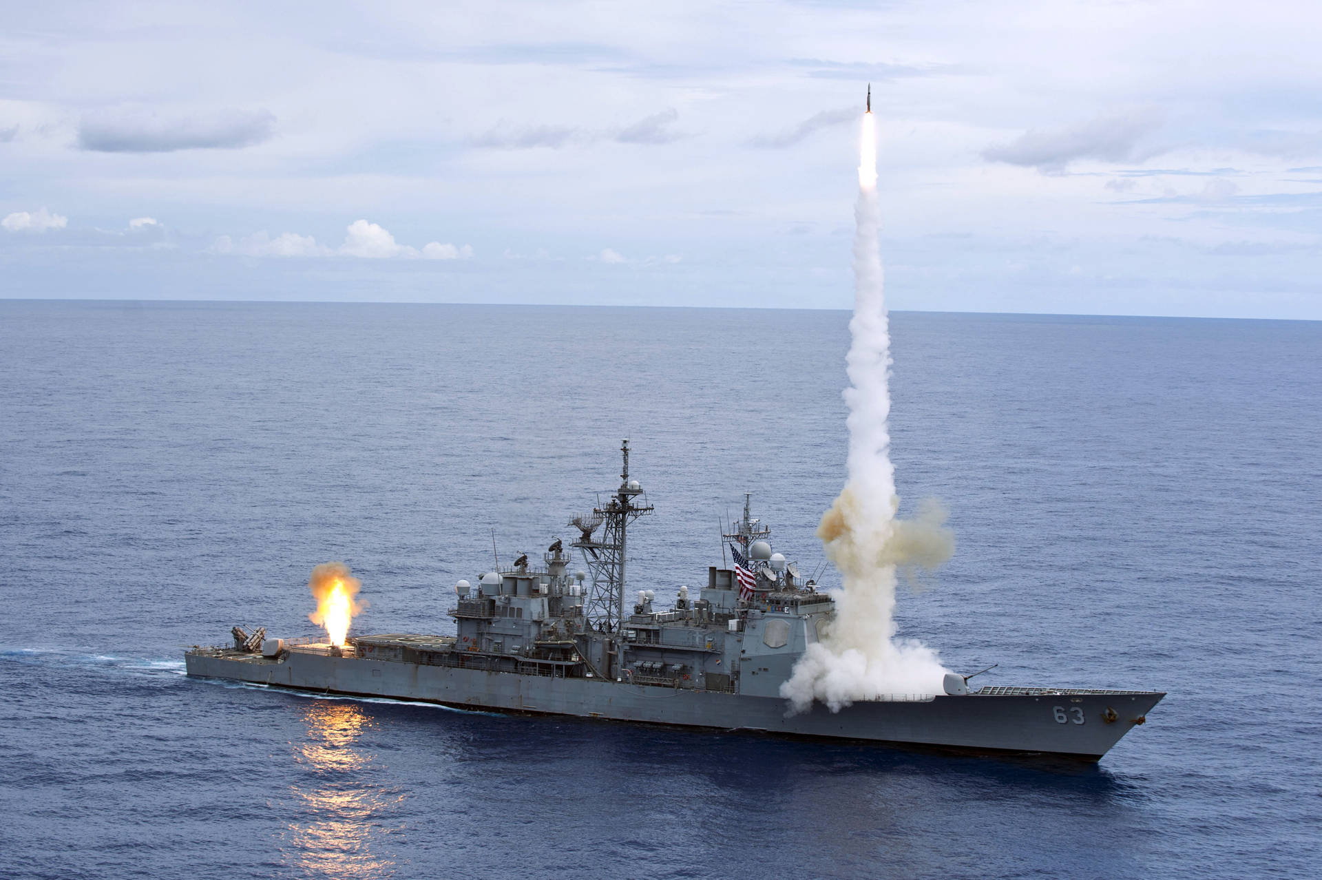 U S Navy Ship Launching A Missile