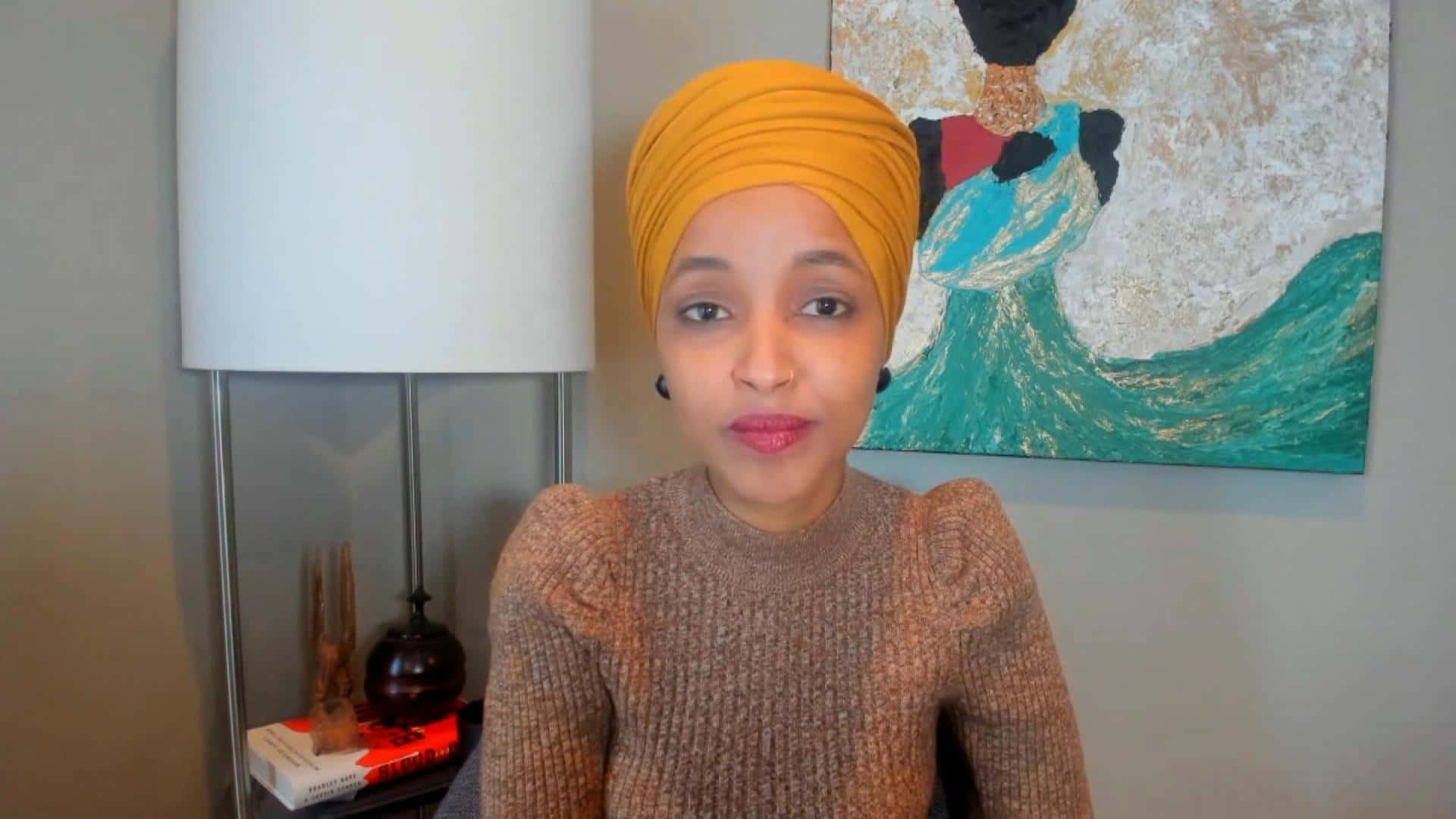 U.s. Representative Ilhan Omar During An Online Meeting Background