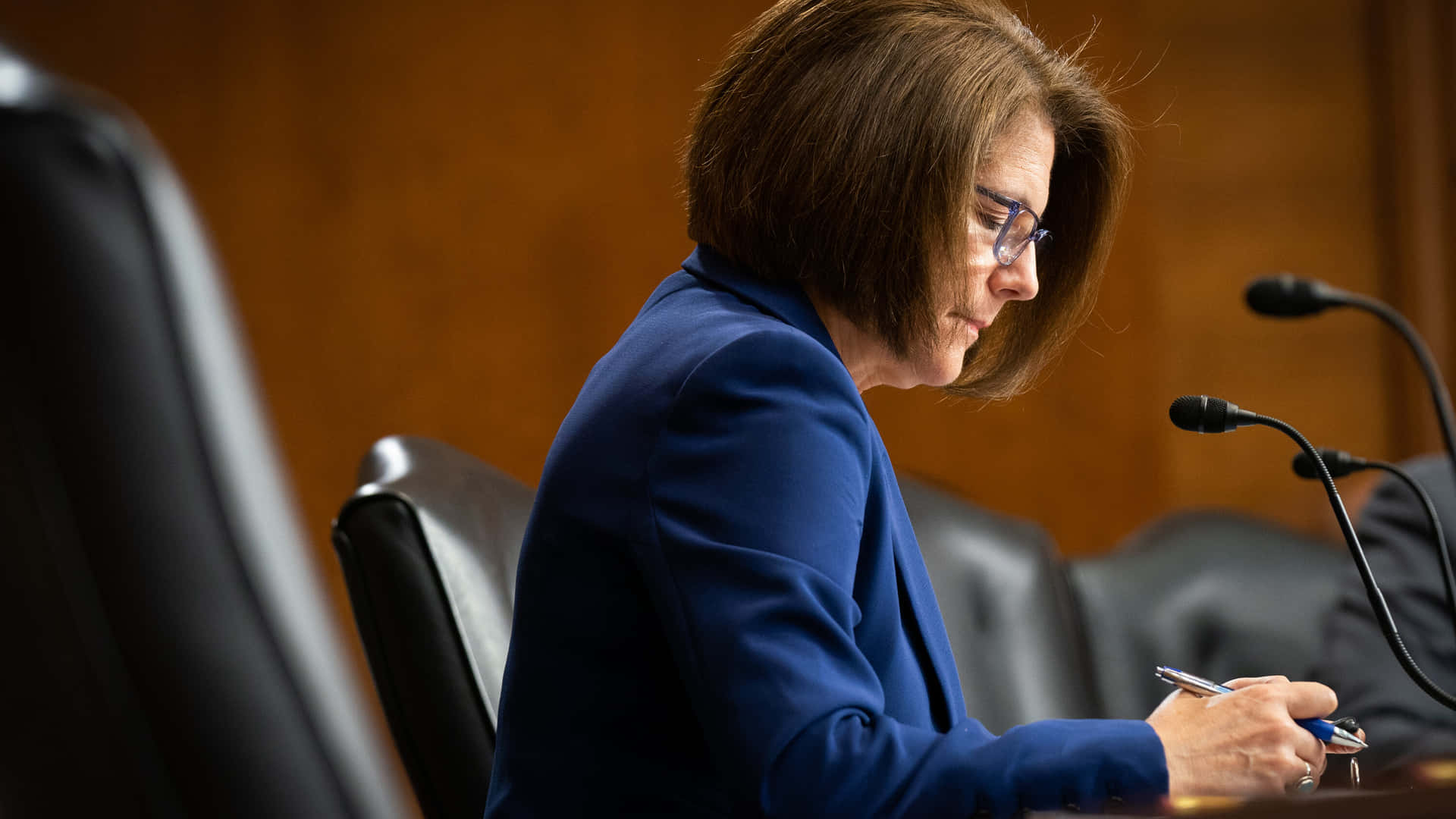 U.s Senator Catherine Cortez Masto Giving A Speech. Background