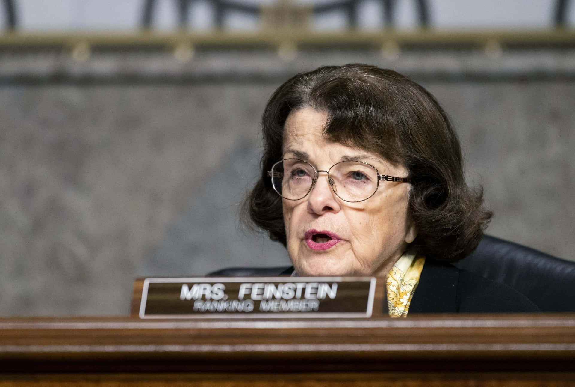 U.s. Senator Dianne Feinstein With Name Placard