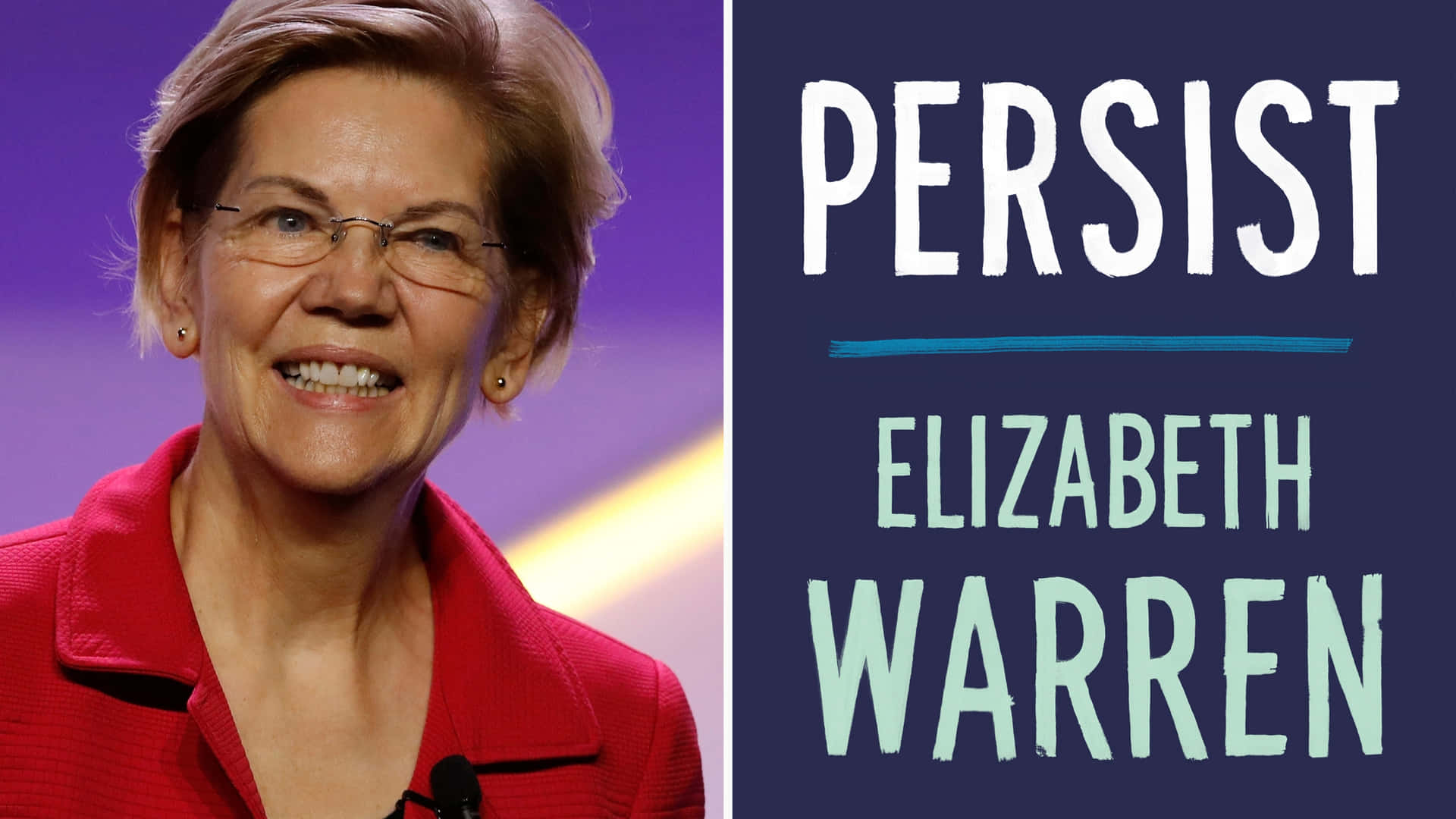 U.s. Senator Elizabeth Warren With Slogan Background