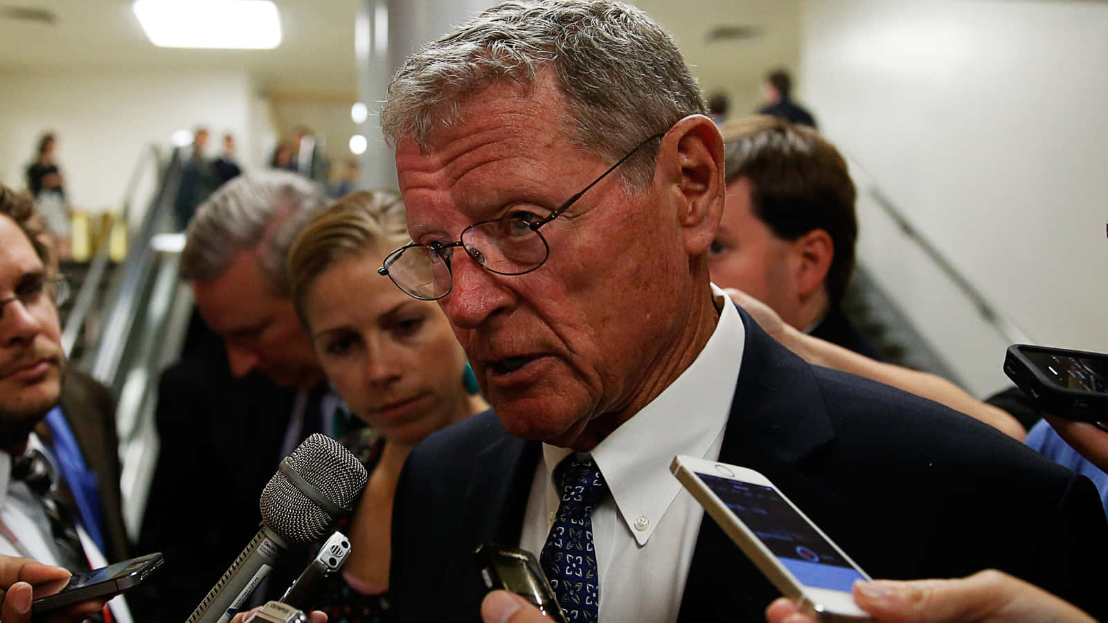 U.s. Senator Jim Inhofe In A Press Interaction Background