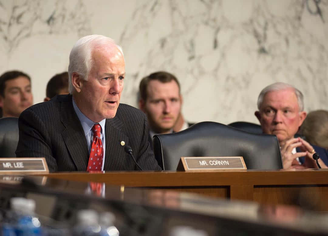 U.s. Senator John Cornyn During A Senate Hearing Background