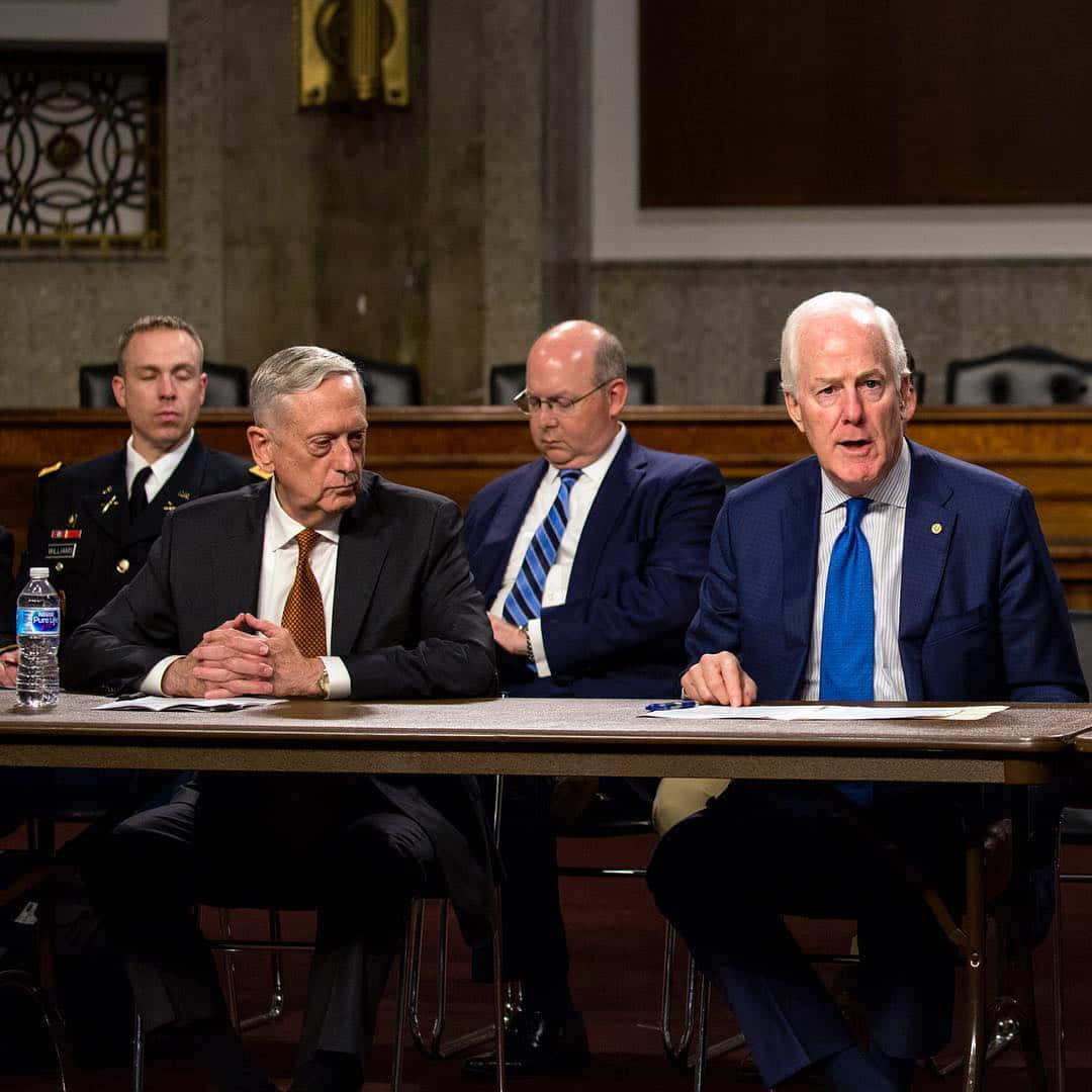 U.s Senator John Cornyn In Discussion With Fellow Senators