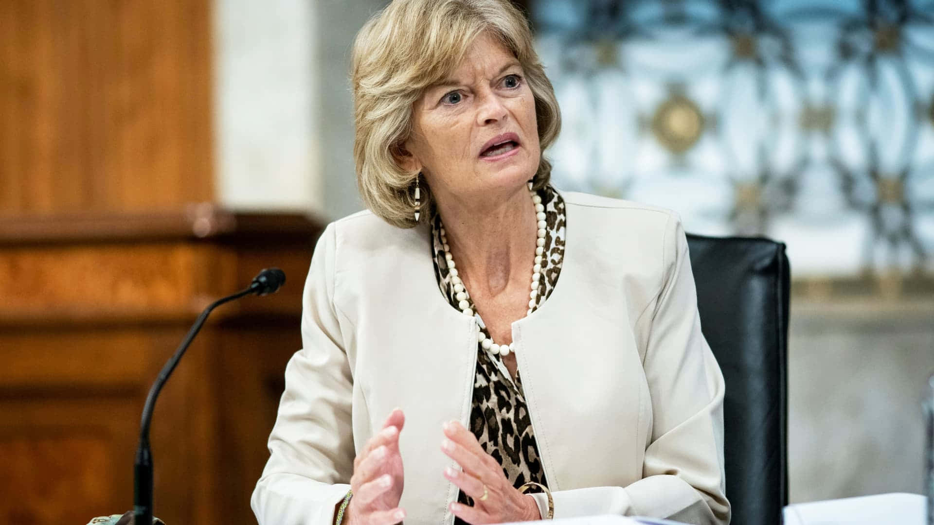 U.s. Senator Lisa Murkowski In A Formal White Outfit
