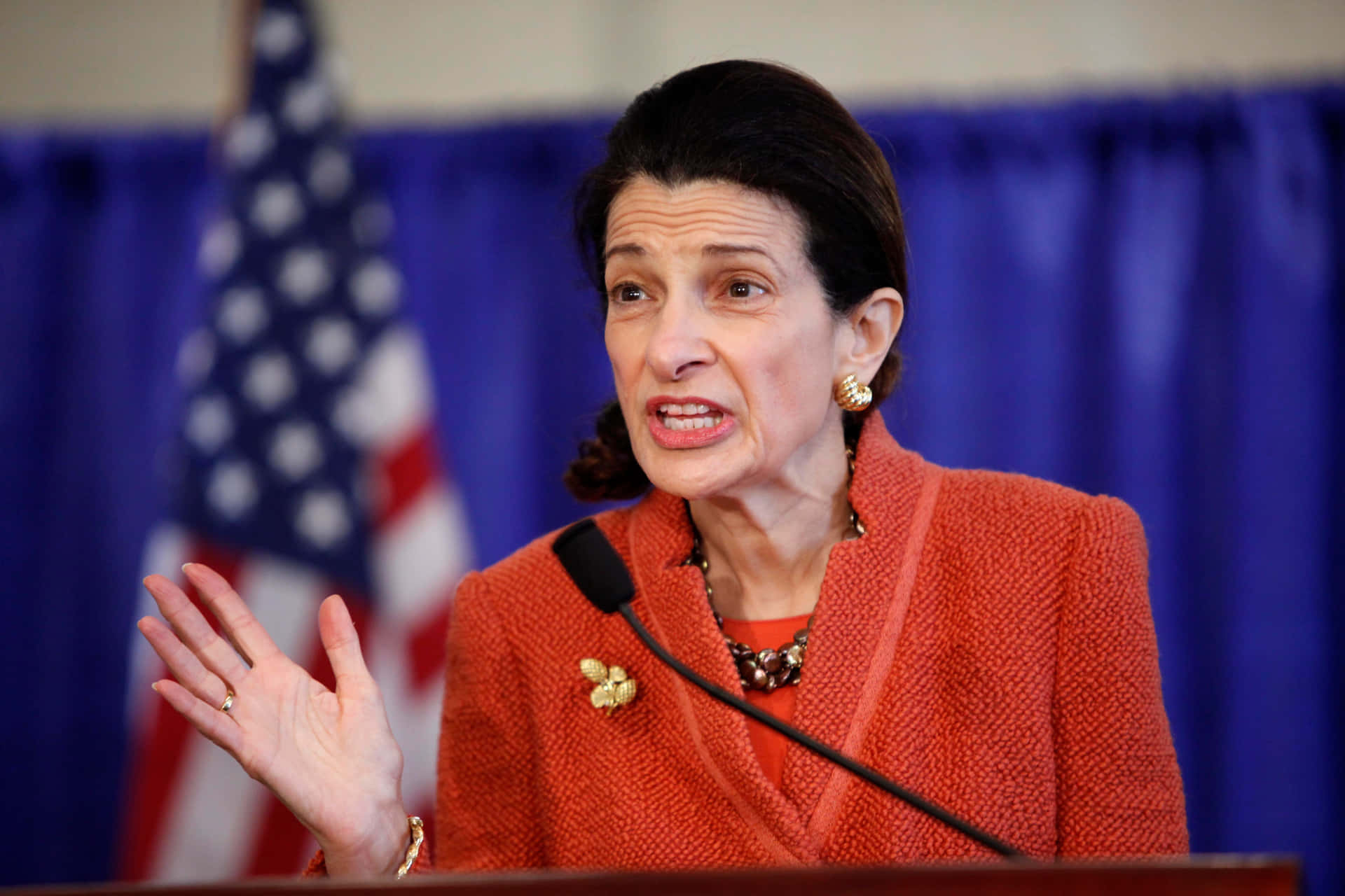 U.s. Senator Olympia Snowe Elegantly Dressed In Red