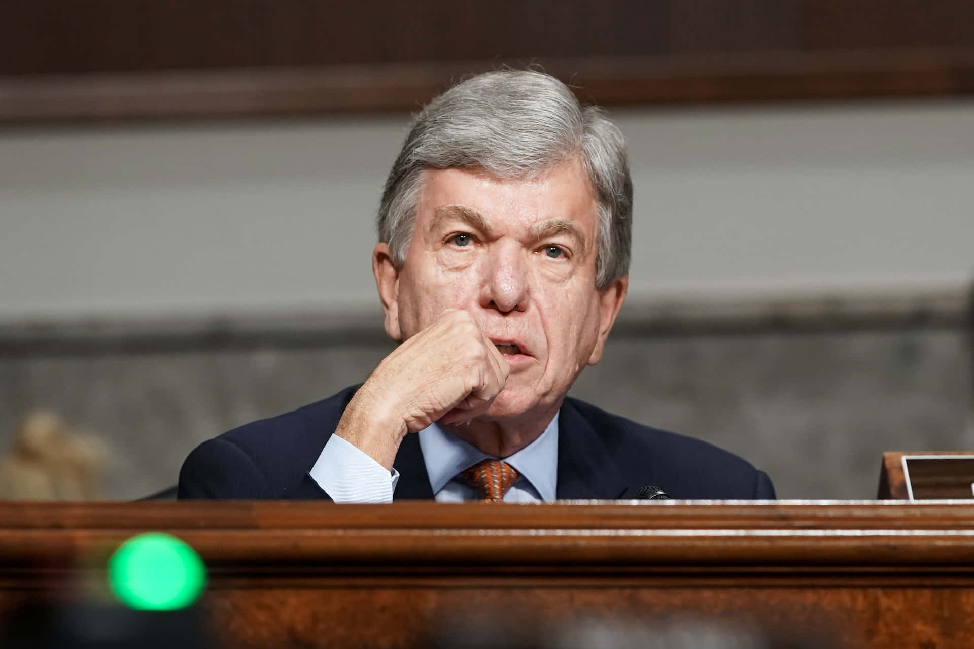 U.s. Senator Roy Blunt Deep In Thought Background