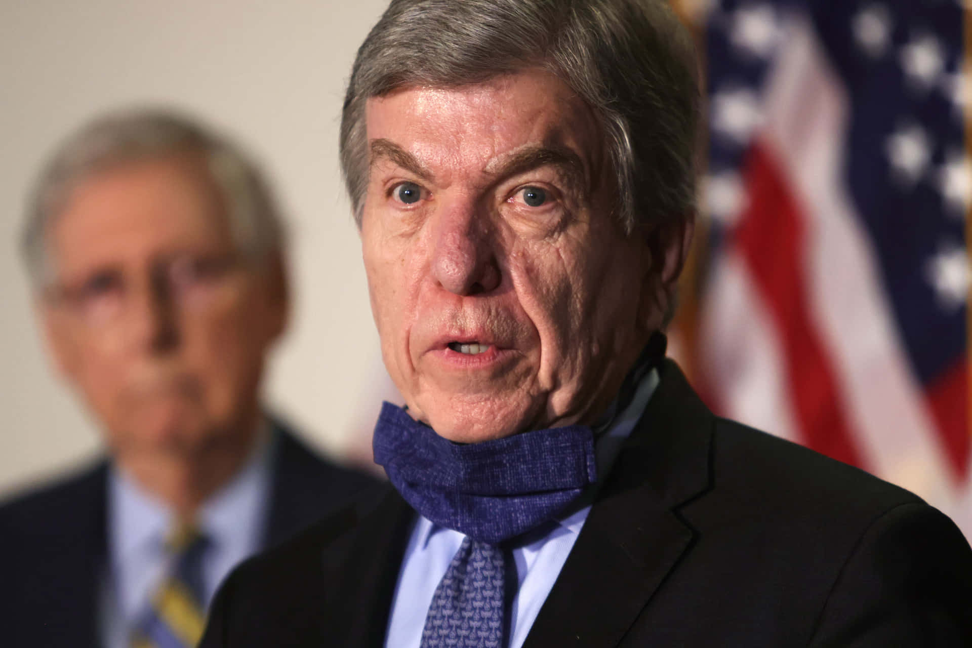 'u.s. Senator Roy Blunt With Face Mask Under His Chin' Background